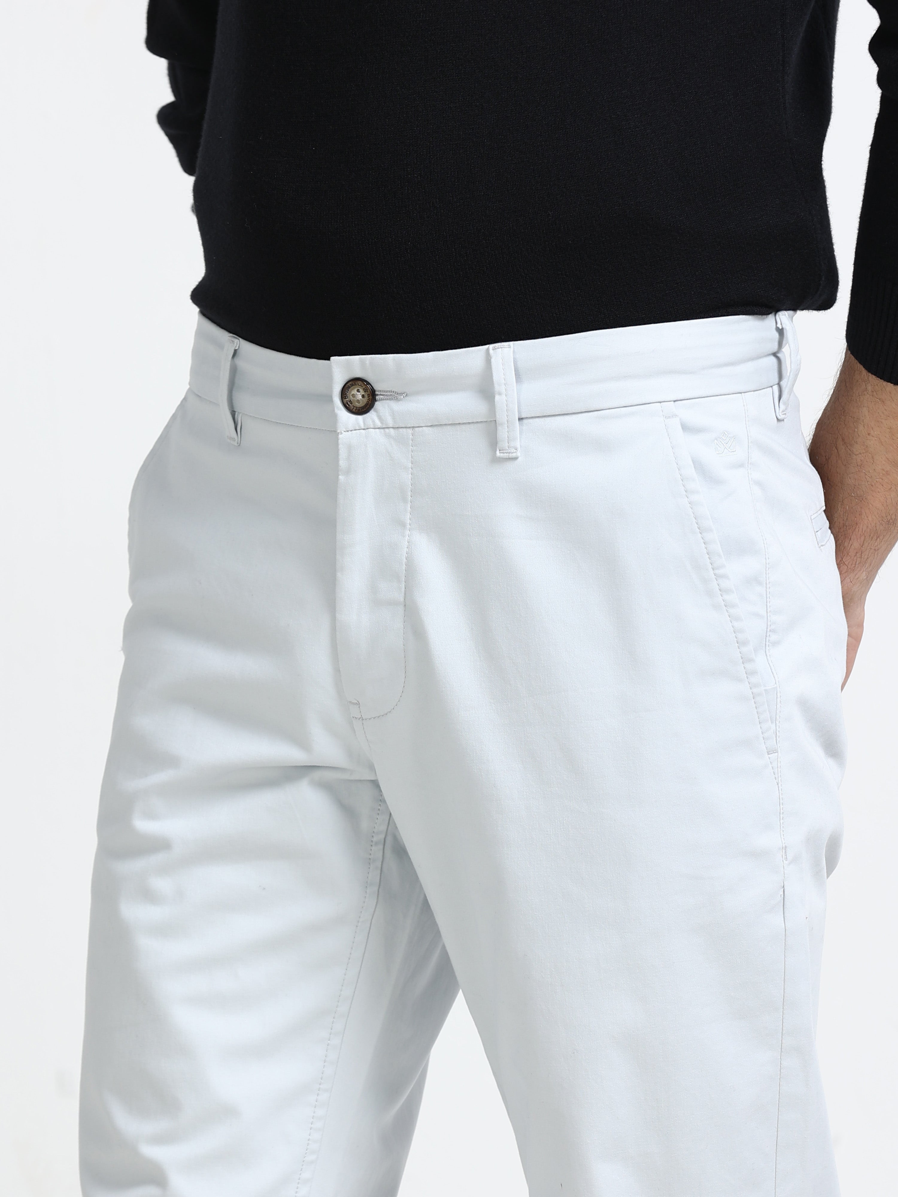 Men - Light Sky Blue - Slim Fit - Formal Trouser