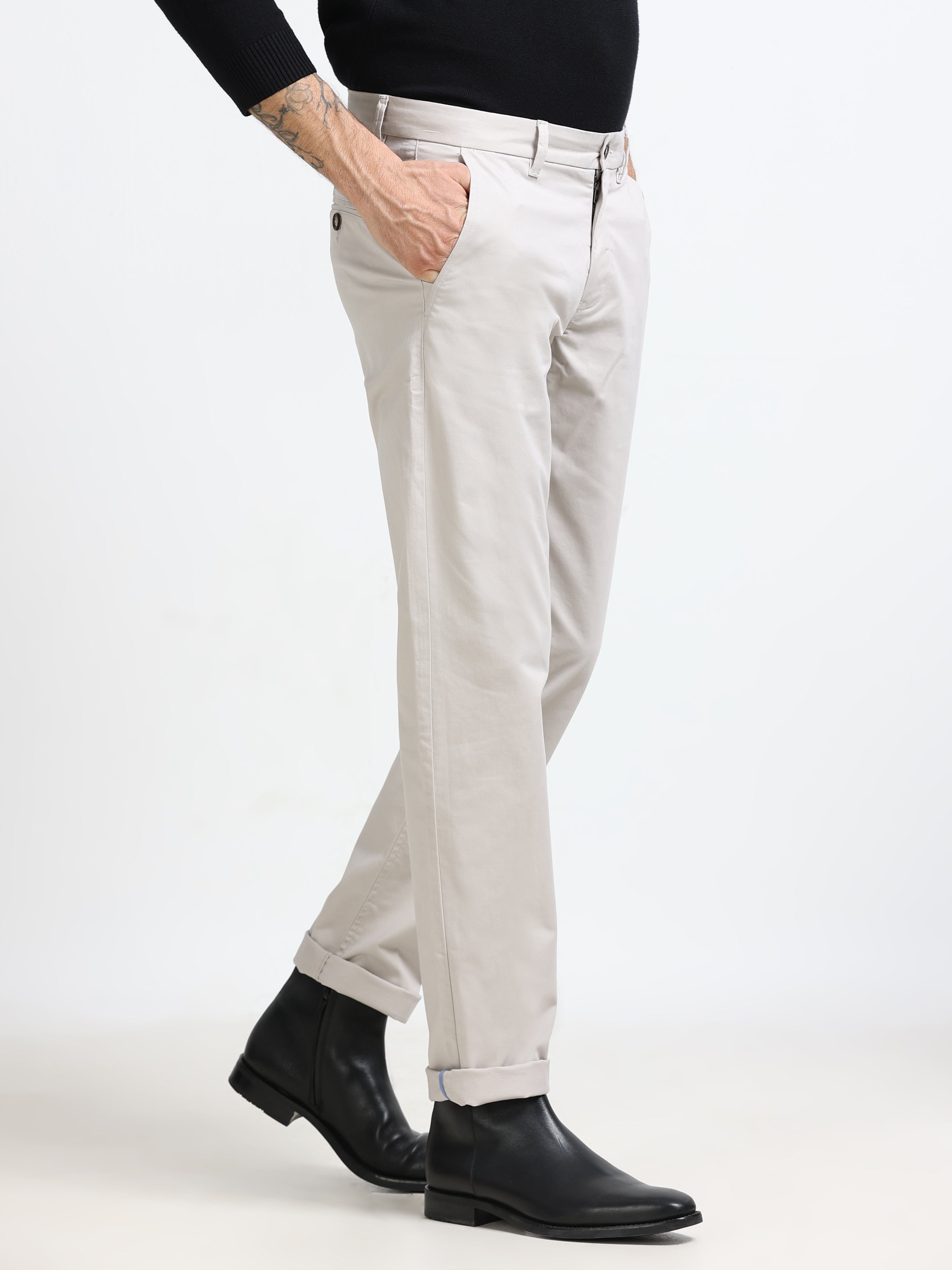 Men - Light Ash - Slim Fit - Formal Trouser