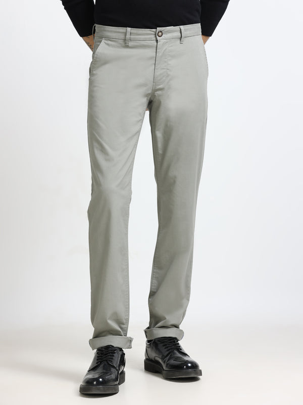 Men - Olive Green - Slim Fit - Formal Trouser