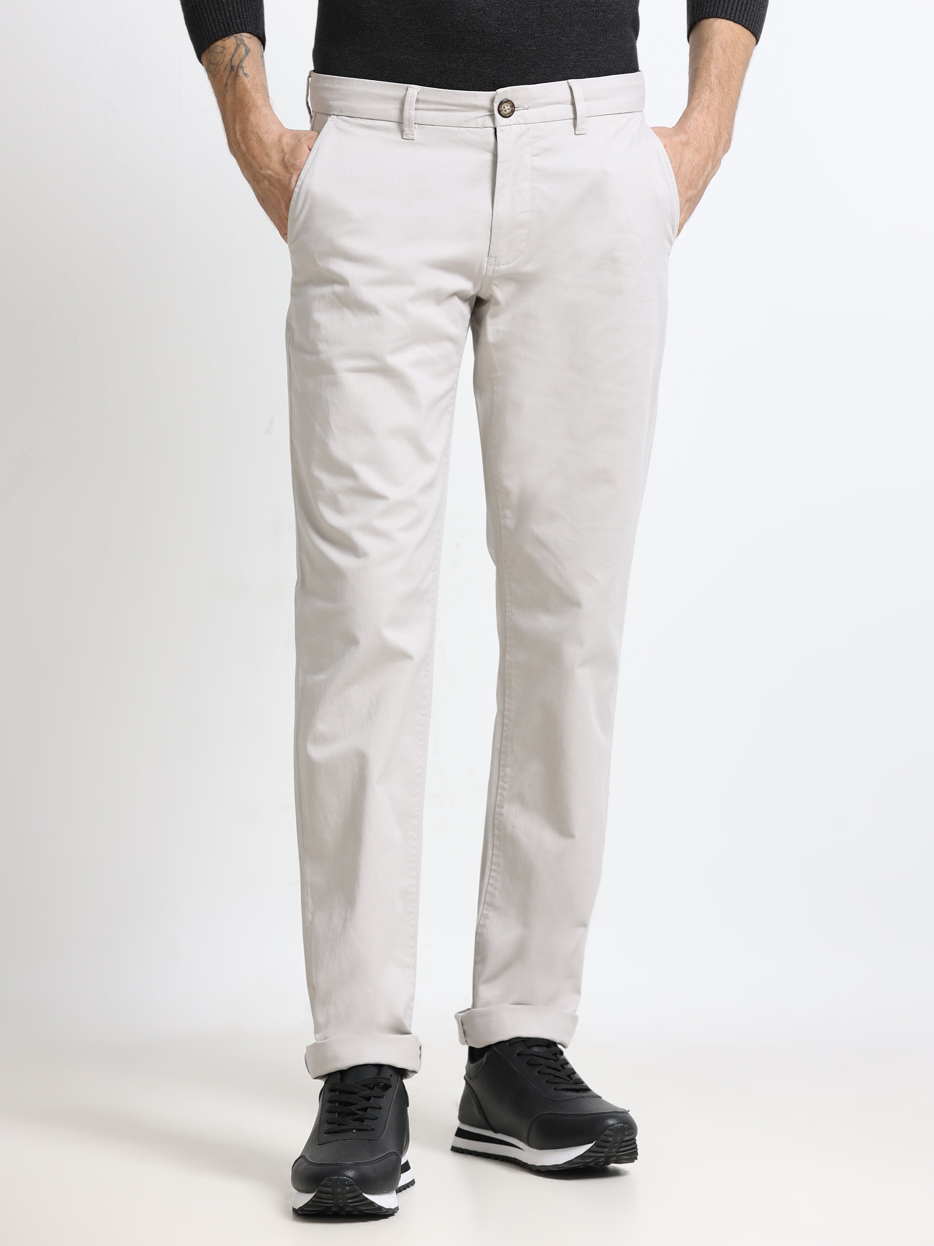 Men - Light Gray - Slim Fit - Formal Trouser