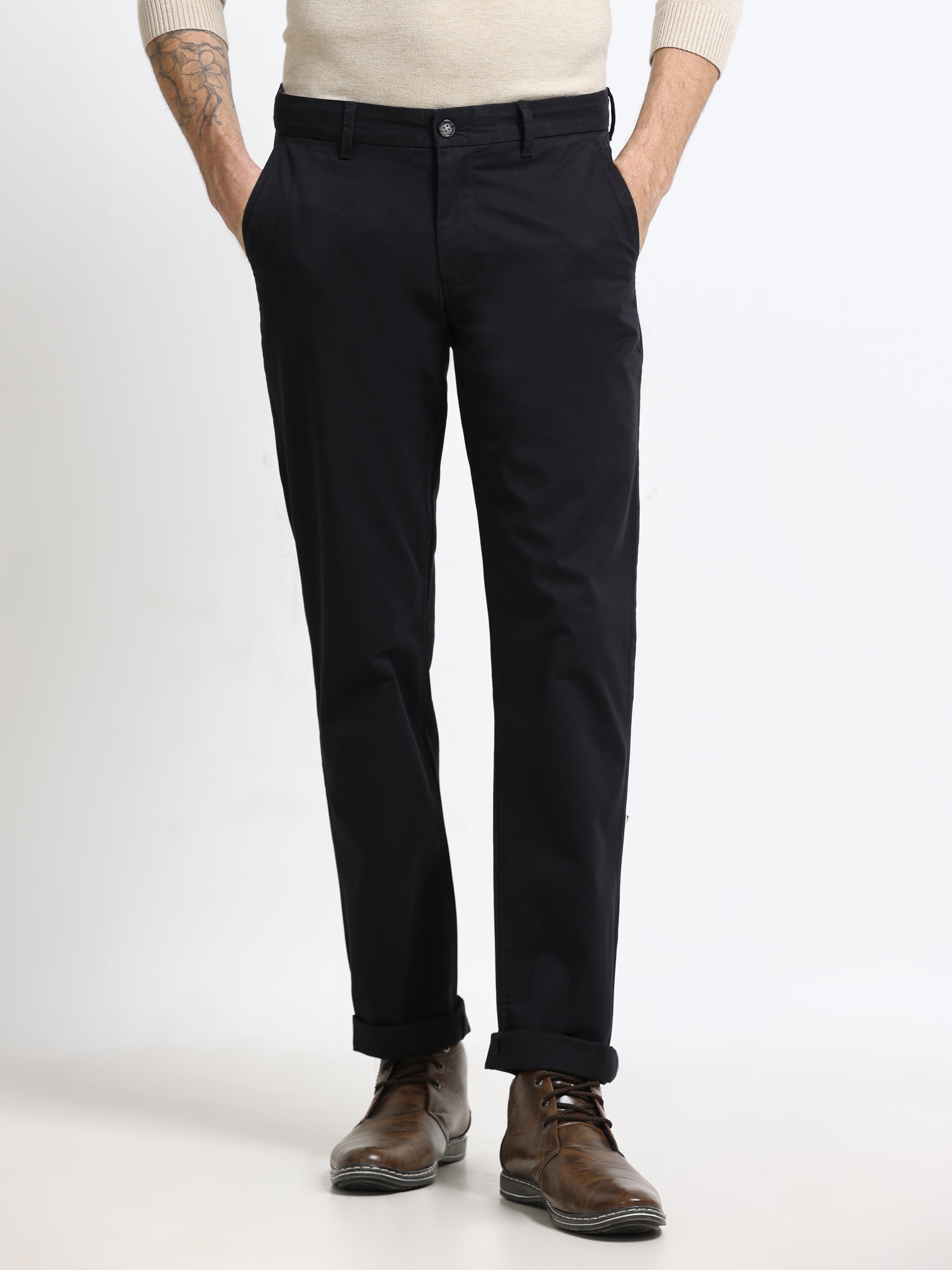 Men - Black - Slim Fit - Formal Trouser