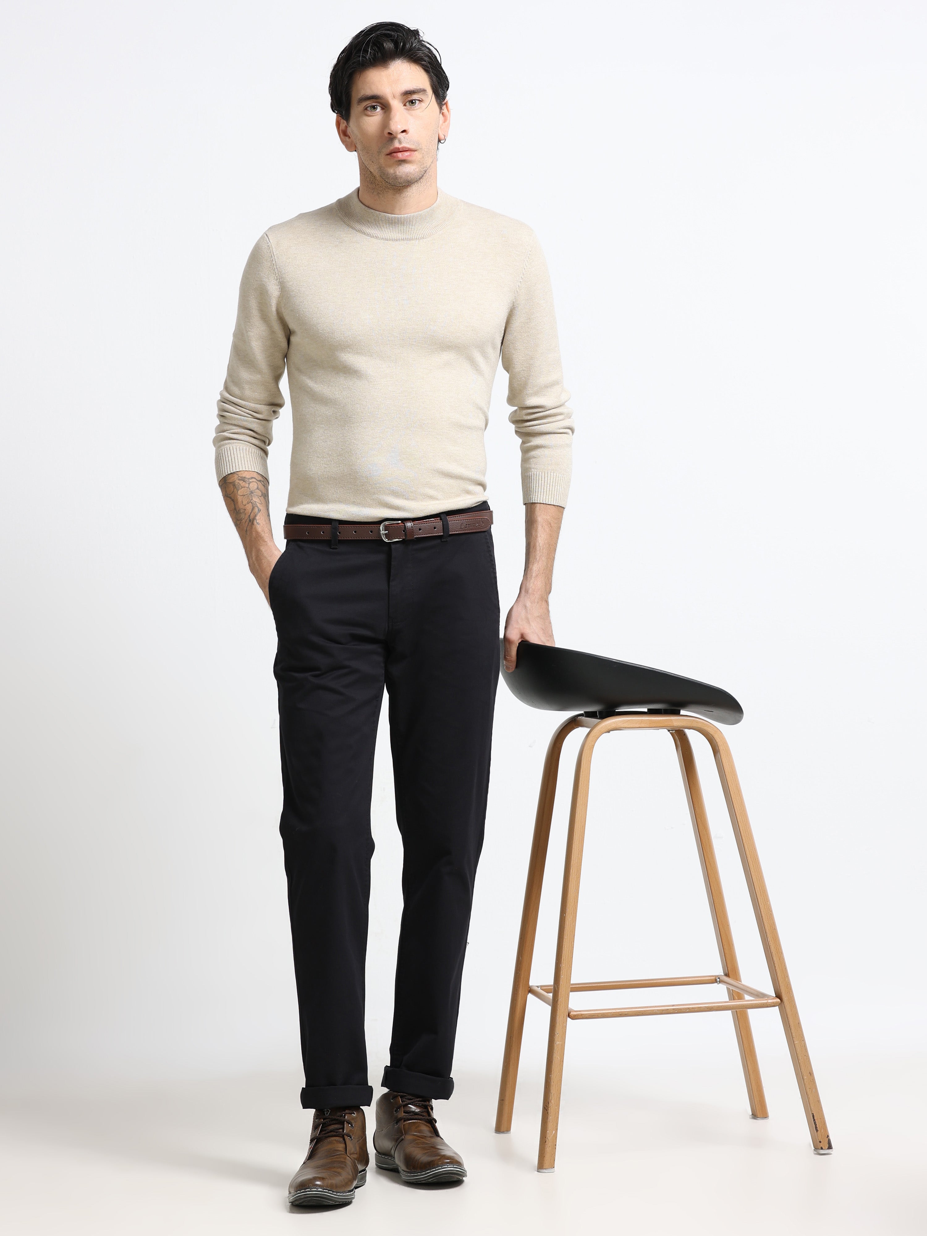 Men - Black - Slim Fit - Formal Trouser