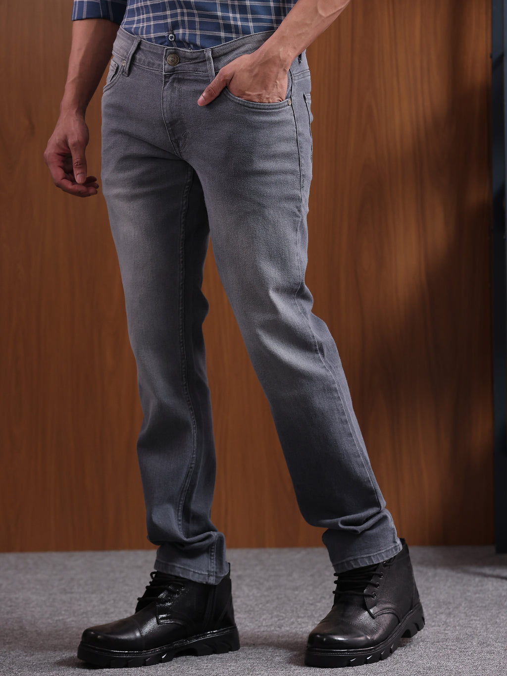 Charcoal Grey Slim Fit Denim Jeans