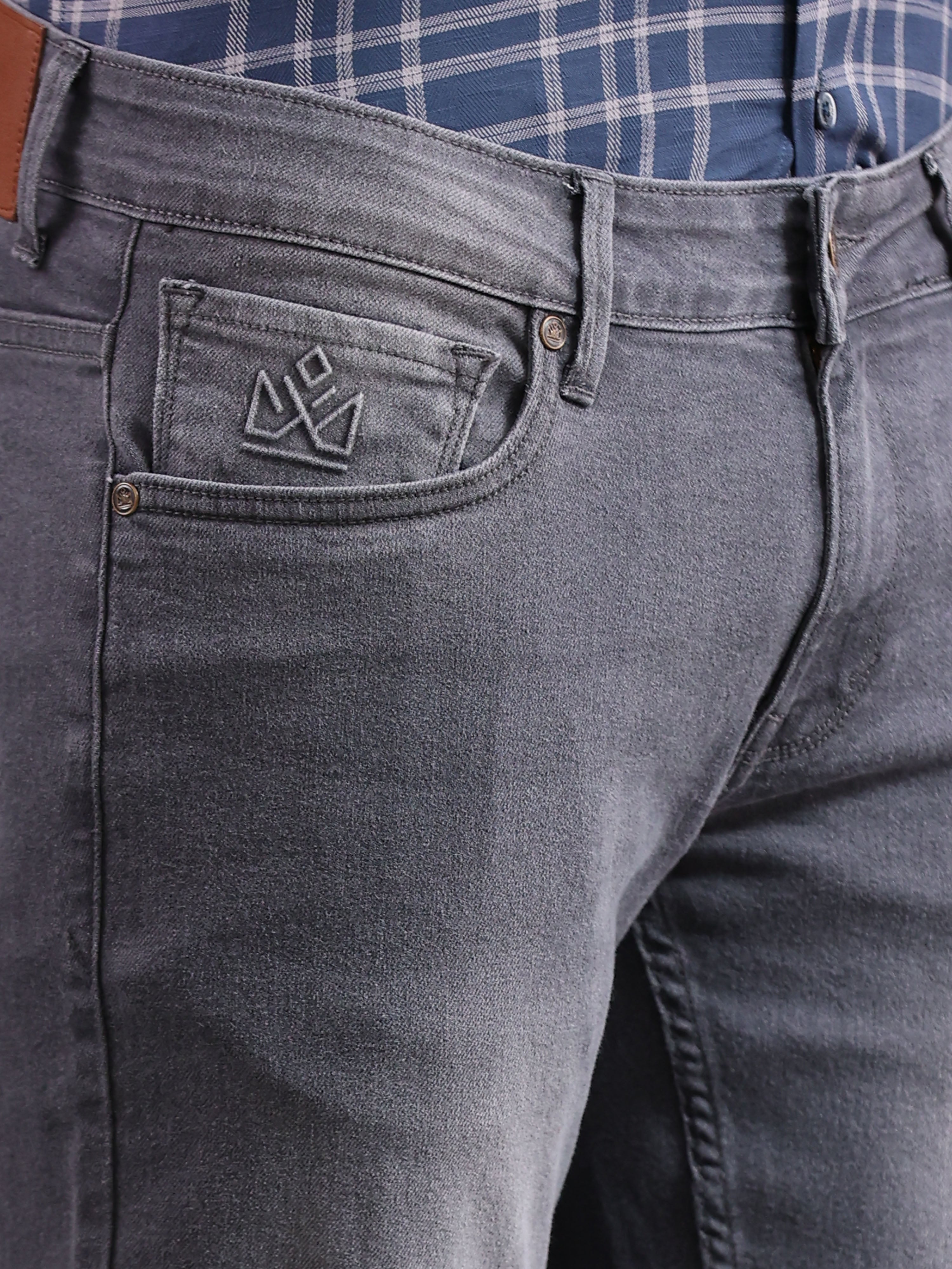 Charcoal Grey Slim Fit Denim Jeans