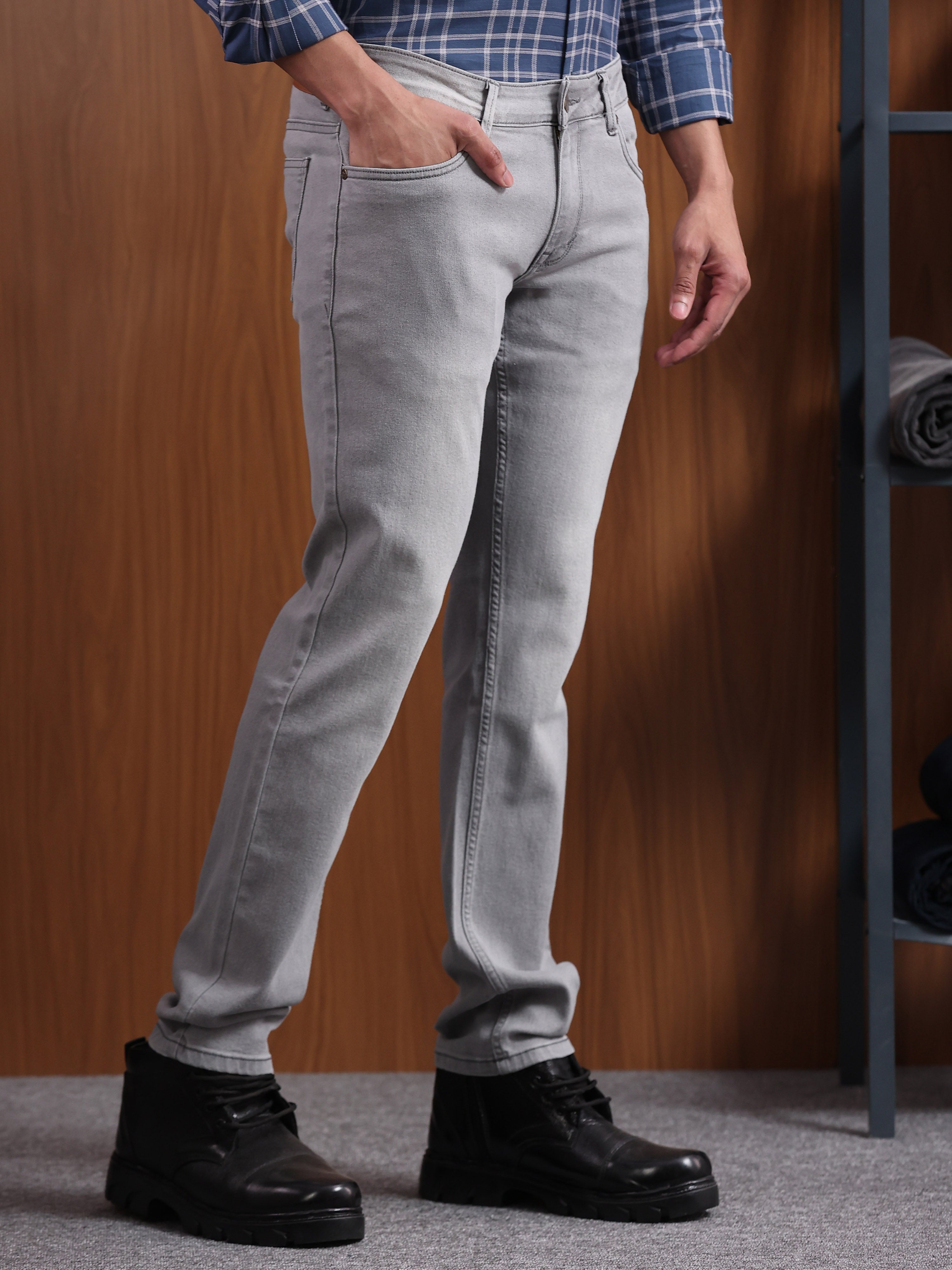 Light Grey Slim Fit Denim Jeans