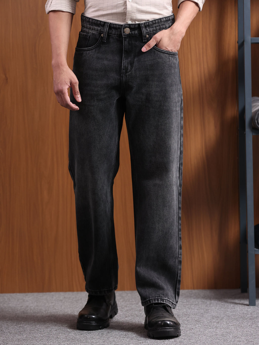 Carbon Black Baggie Fit Denim Jeans