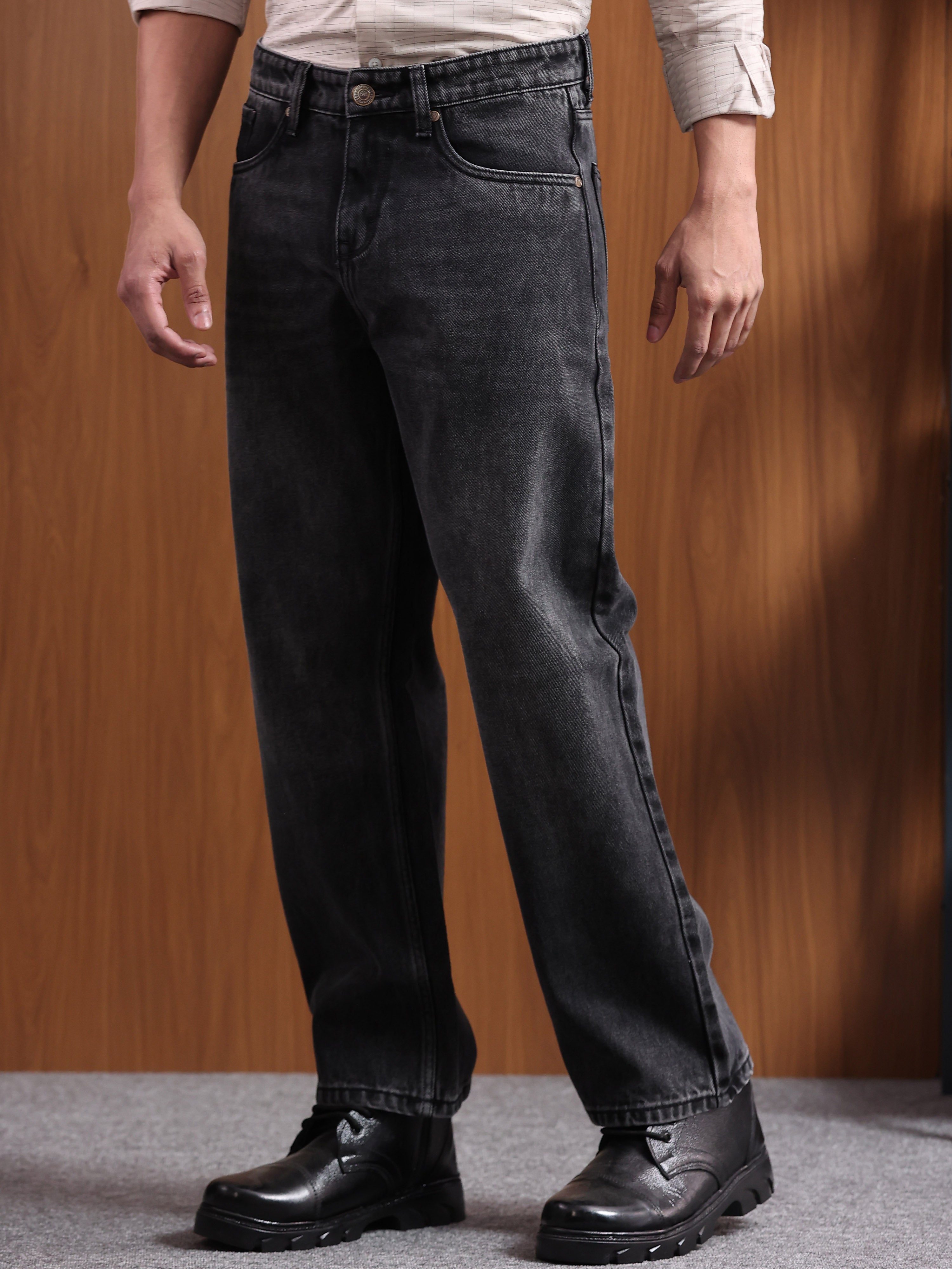 Carbon Black Baggie Fit Denim Jeans