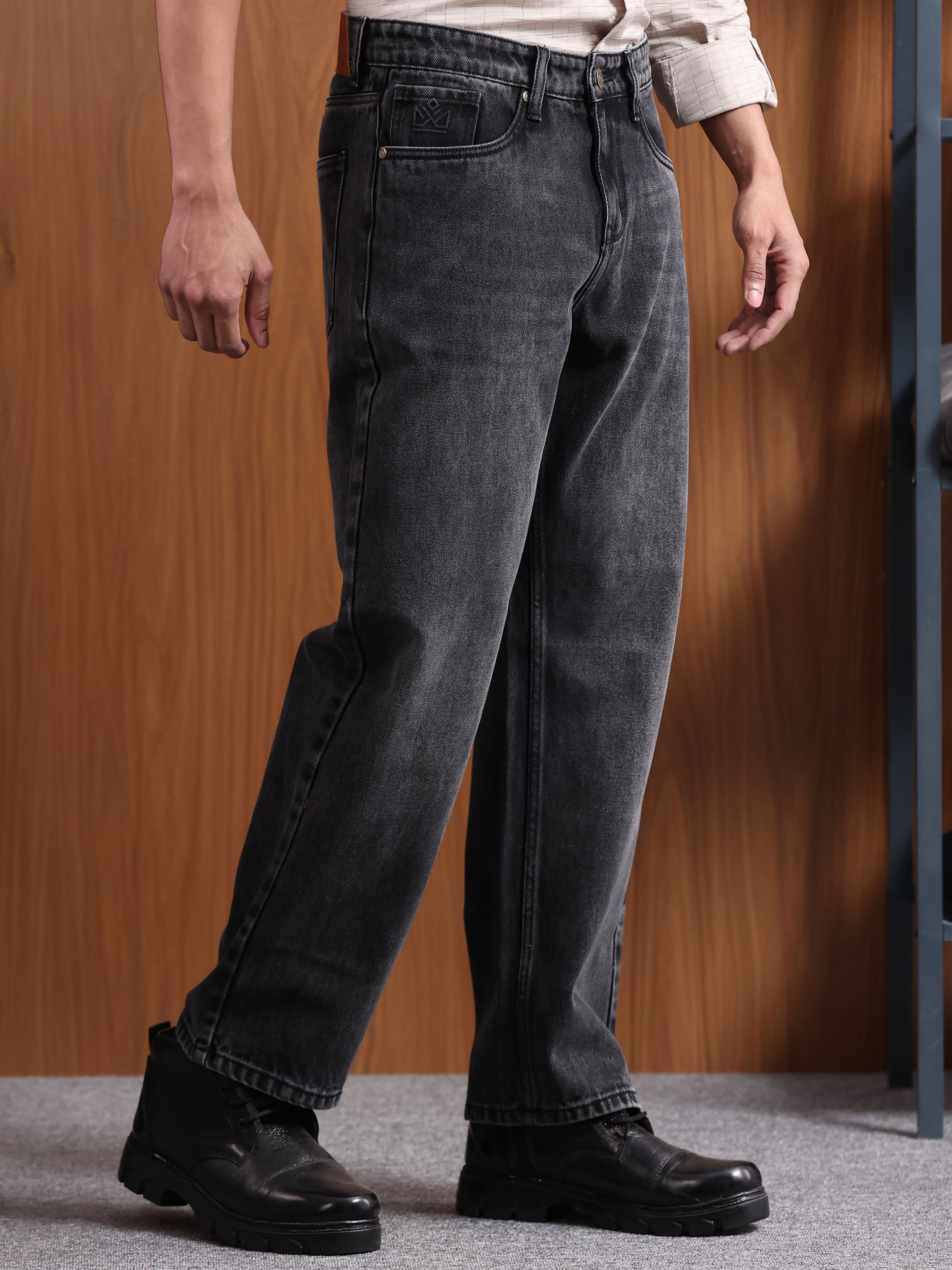 Carbon Black Baggie Fit Denim Jeans