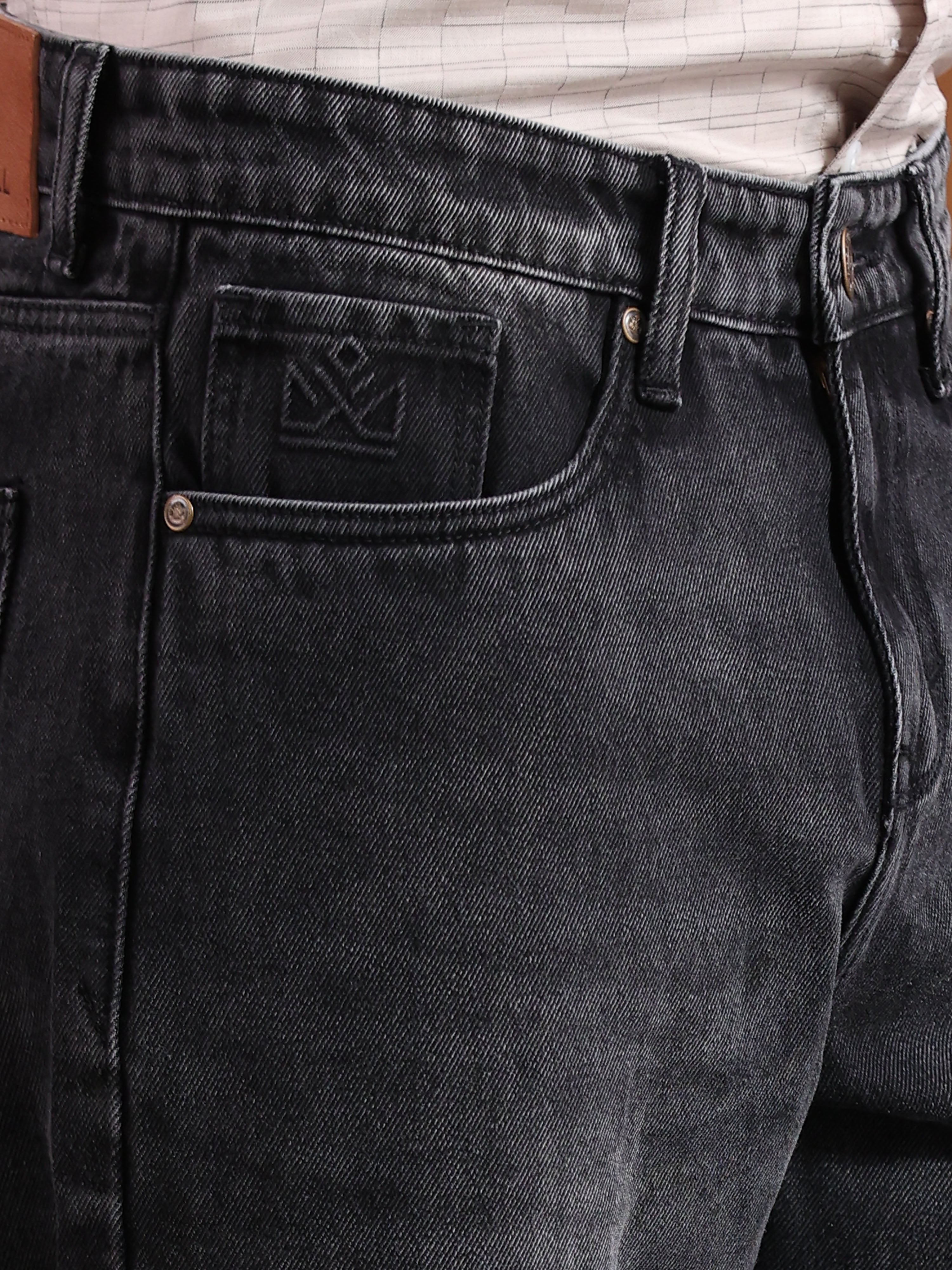 Carbon Black Baggie Fit Denim Jeans