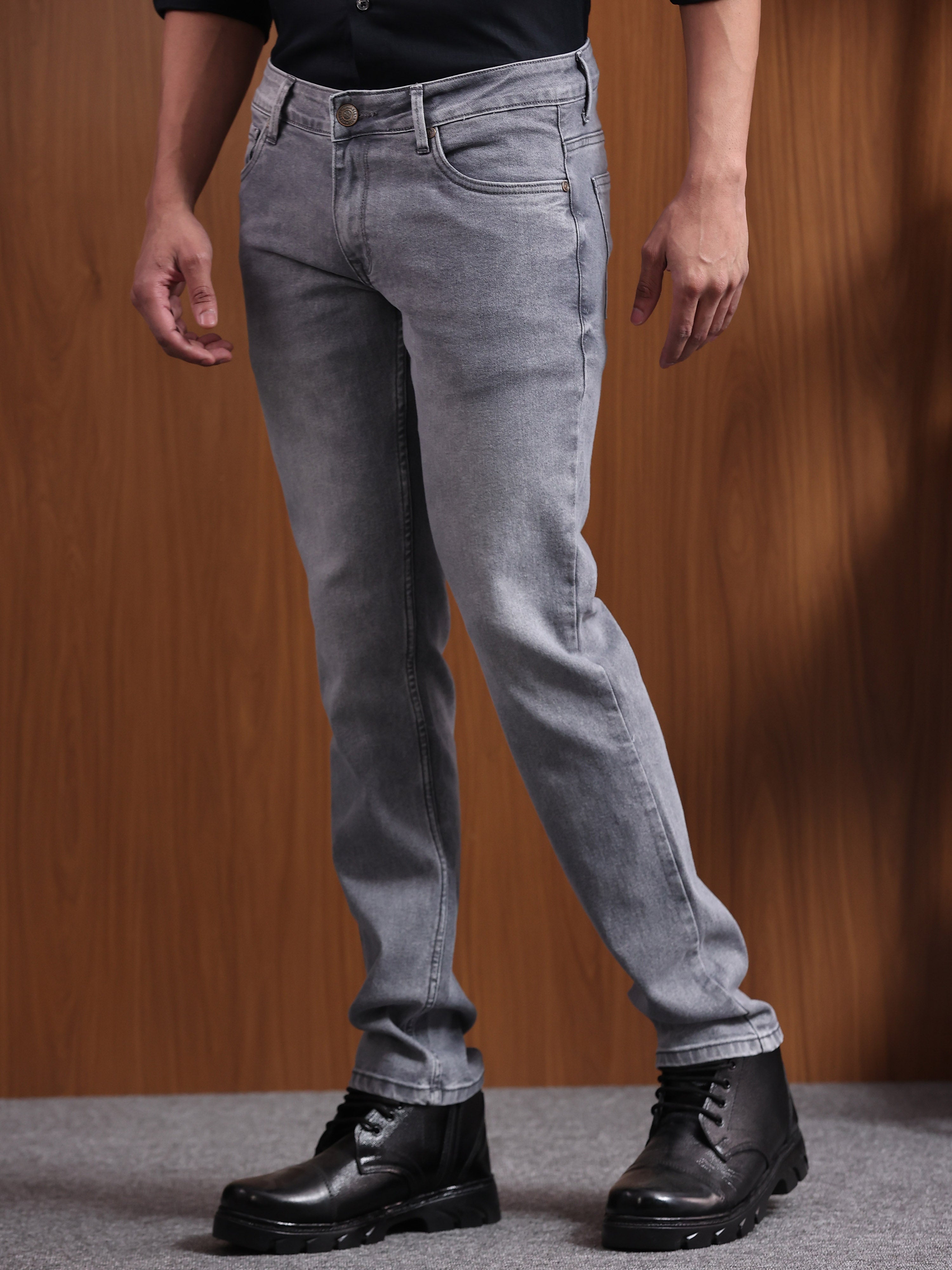 Dark Grey Slim Fit Denim Jeans