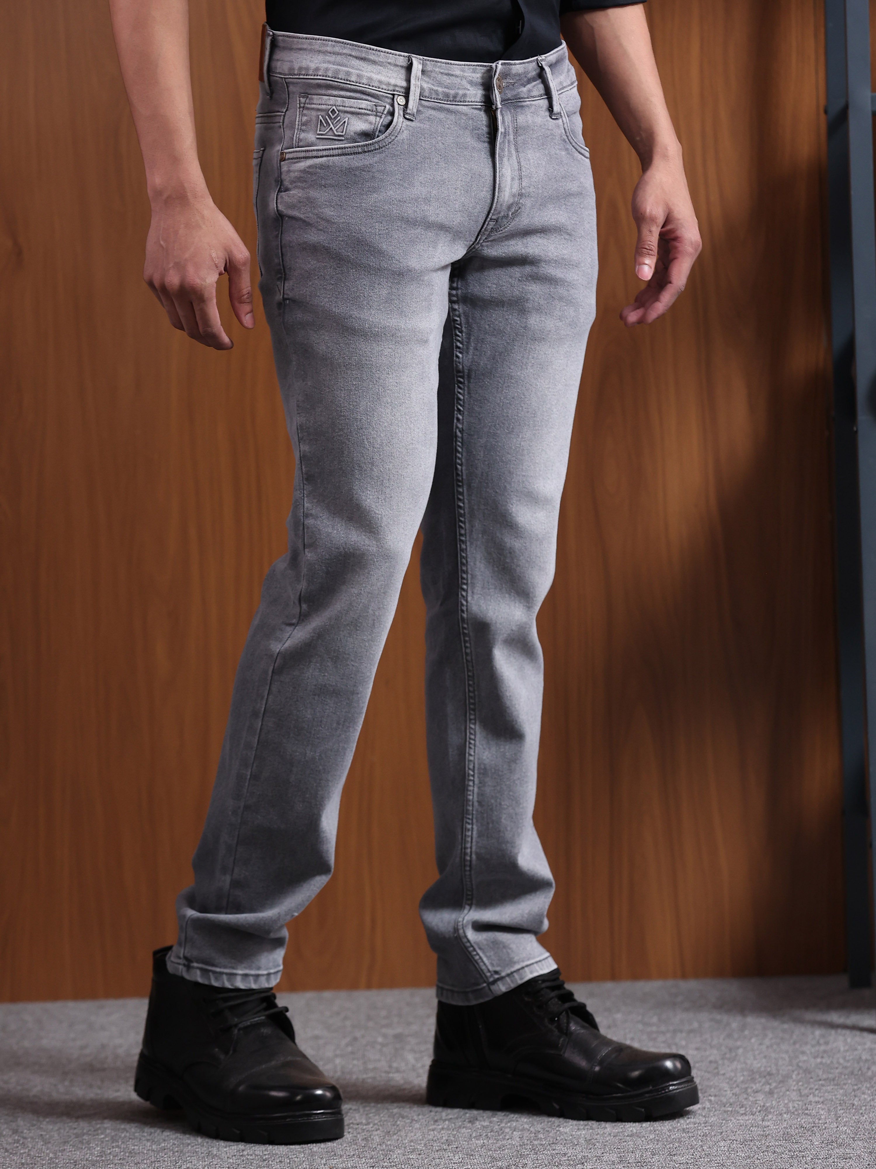 Dark Grey Slim Fit Denim Jeans
