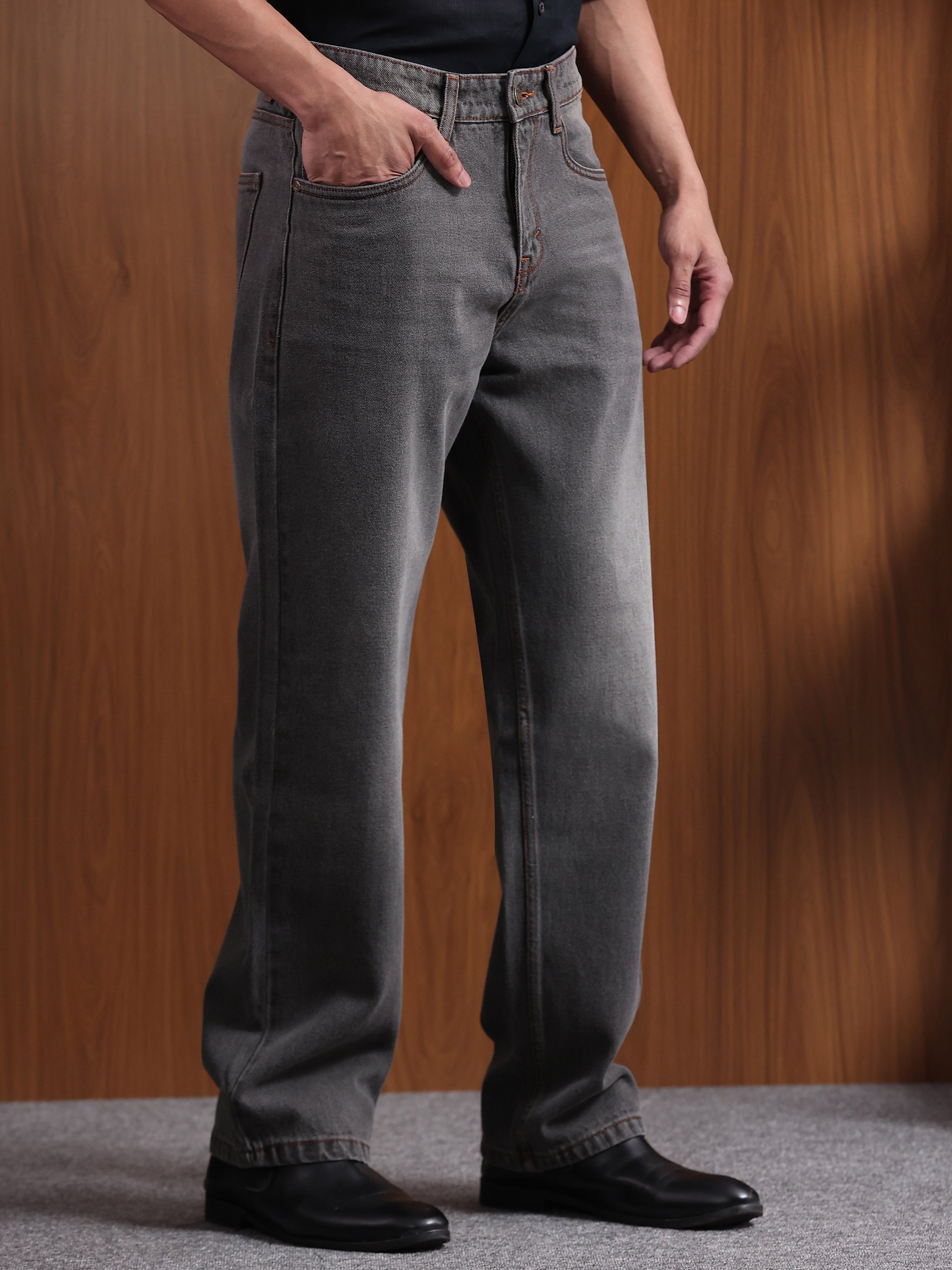Titanium Grey Baggie Fit Denim Jeans