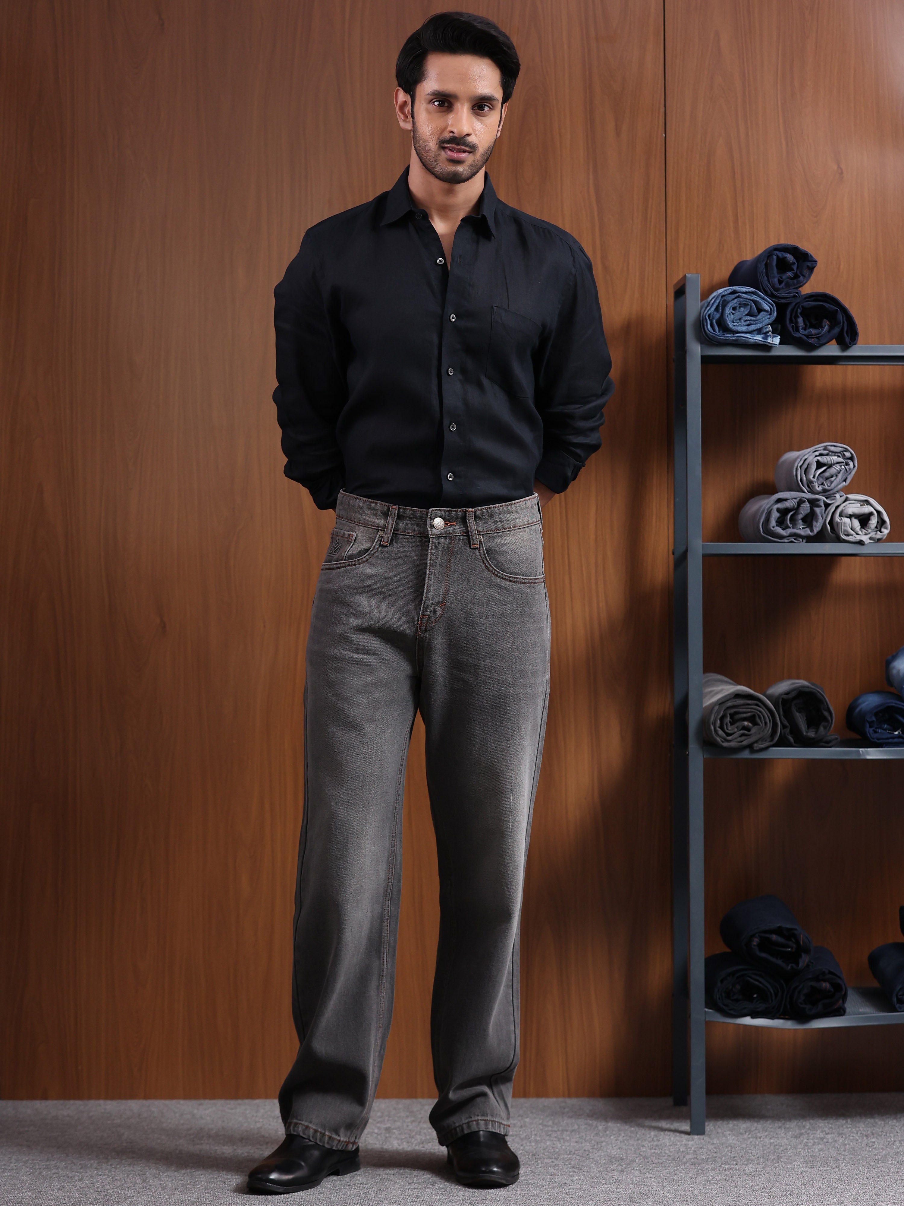 Titanium Grey Baggie Fit Denim Jeans