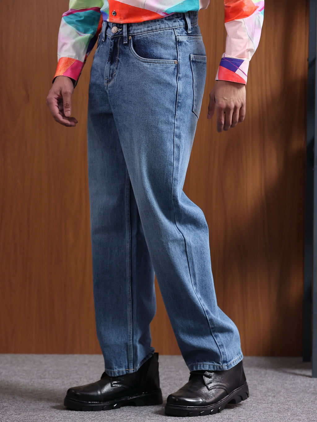 Stone Blue Baggie Fit Denim Jeans