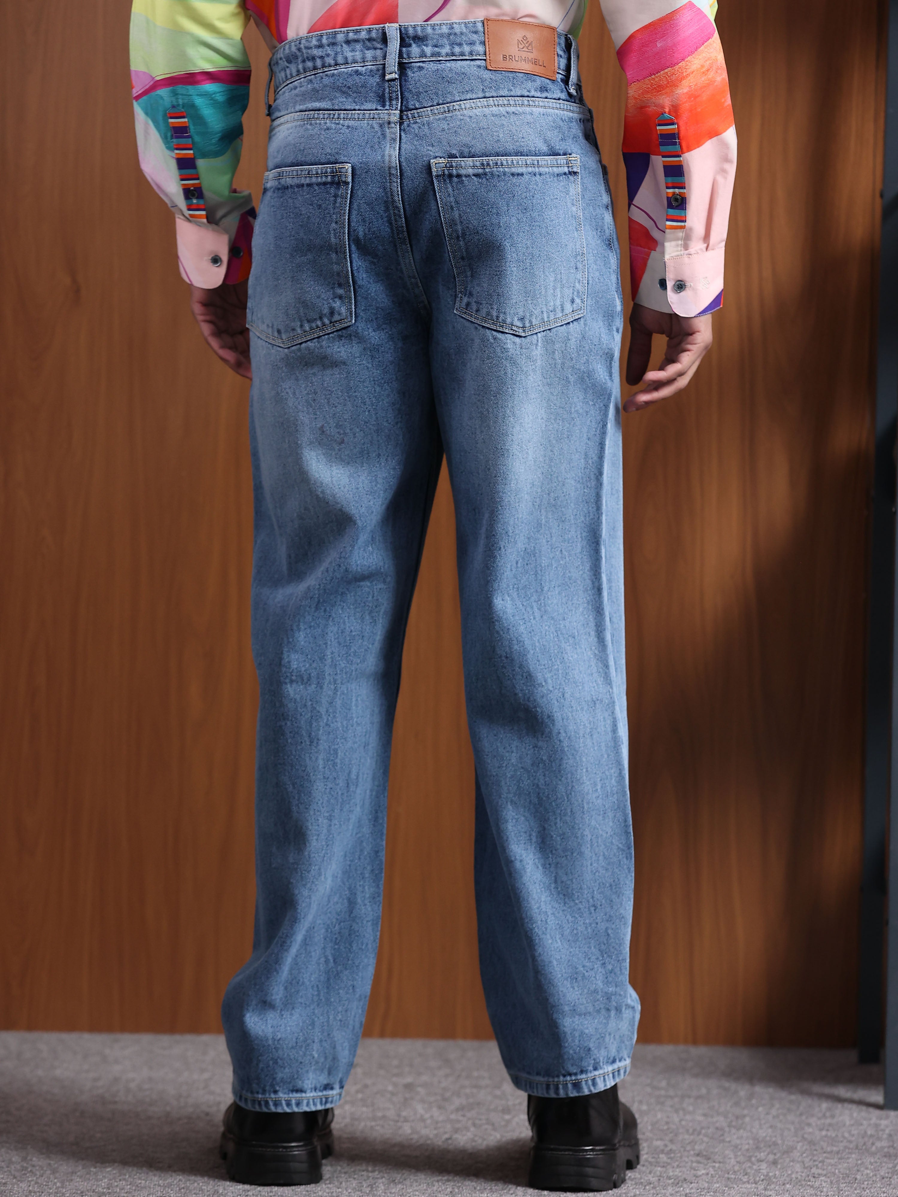 Stone Blue Baggie Fit Denim Jeans