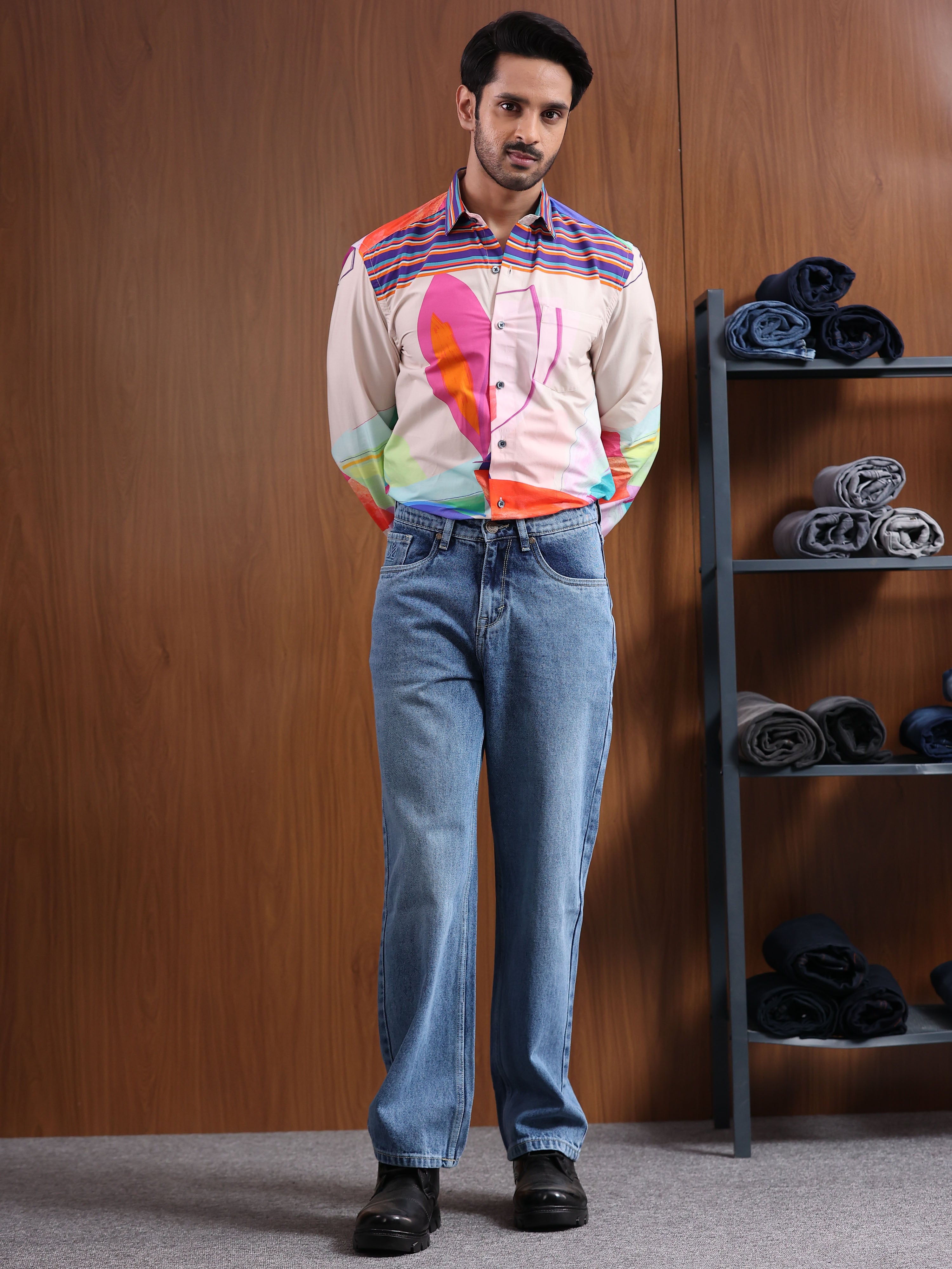 Stone Blue Baggie Fit Denim Jeans