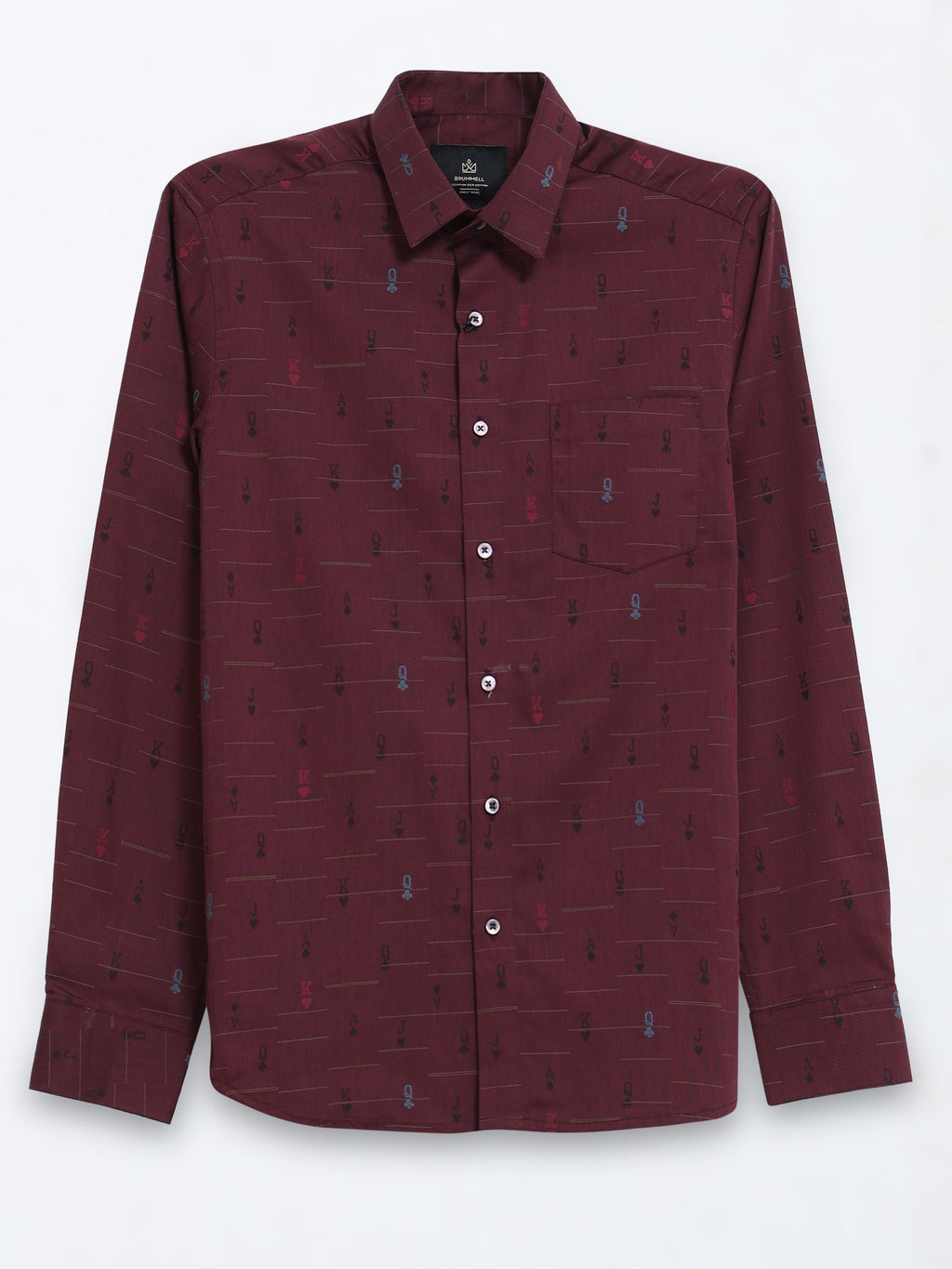 Crimson Cipher  Maroon Jacquard Motif Formal Shirt