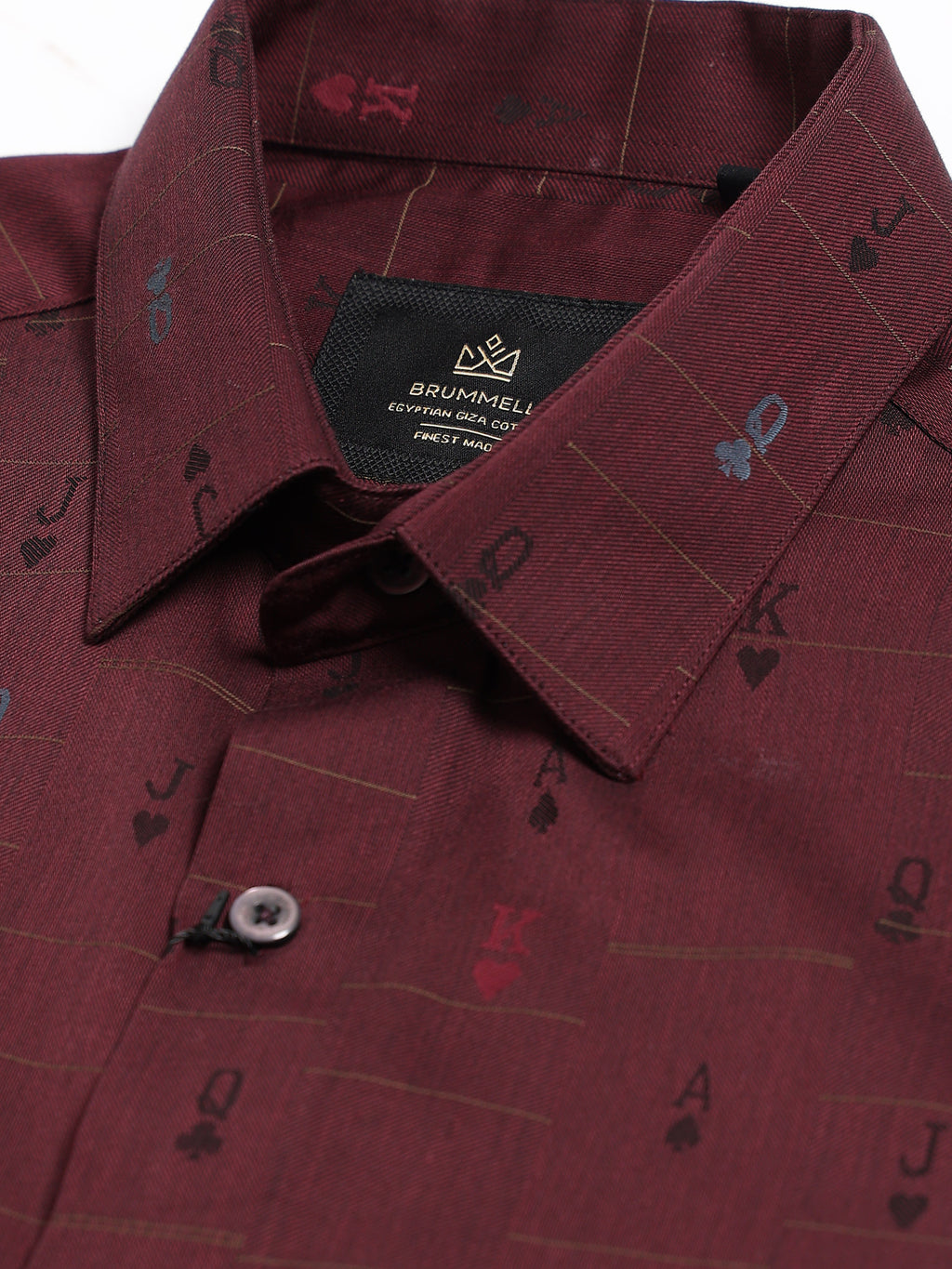 Crimson Cipher  Maroon Jacquard Motif Formal Shirt