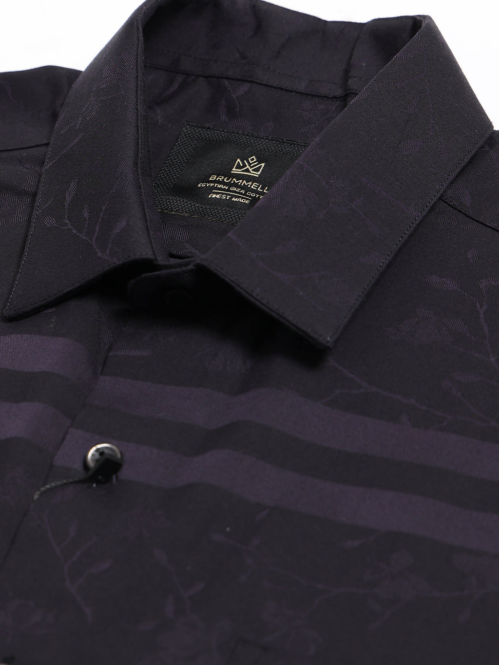 Midnight Grid  Black Tonal Check Jacquard Formal Shirt