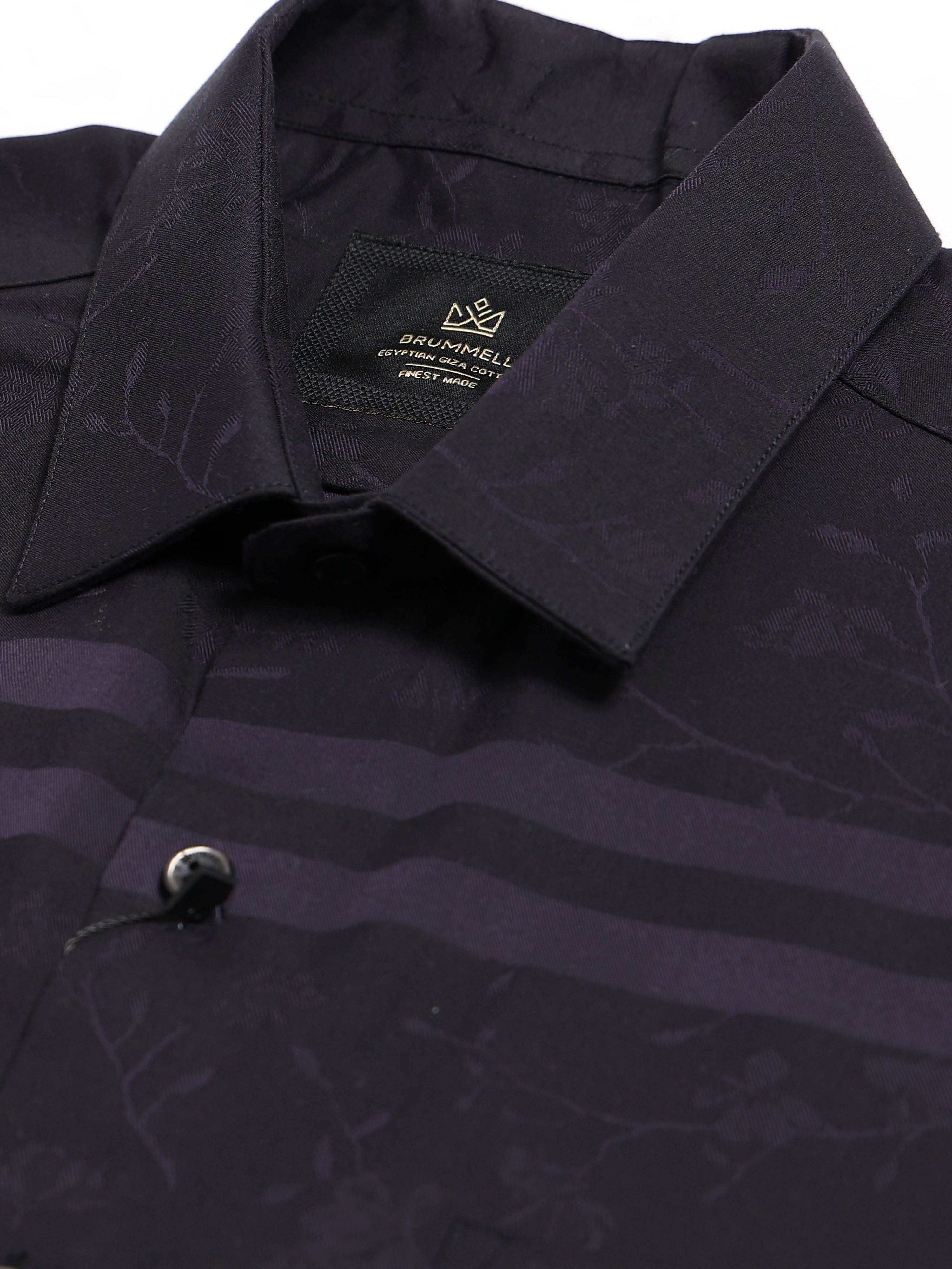 Midnight Grid  Black Tonal Check Jacquard Formal Shirt
