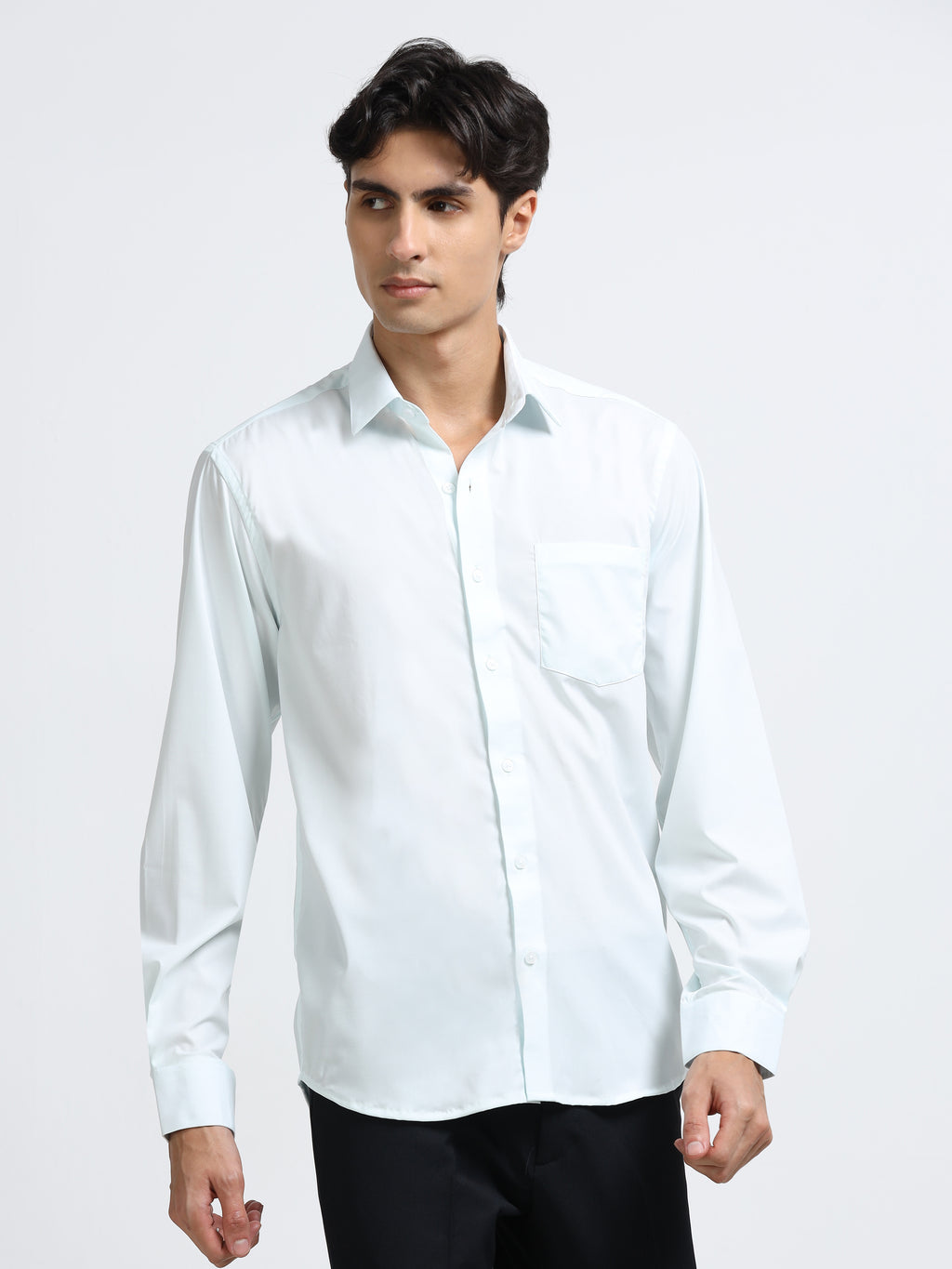 Men - Mint Blue - Slim Fit - Formal Shirt