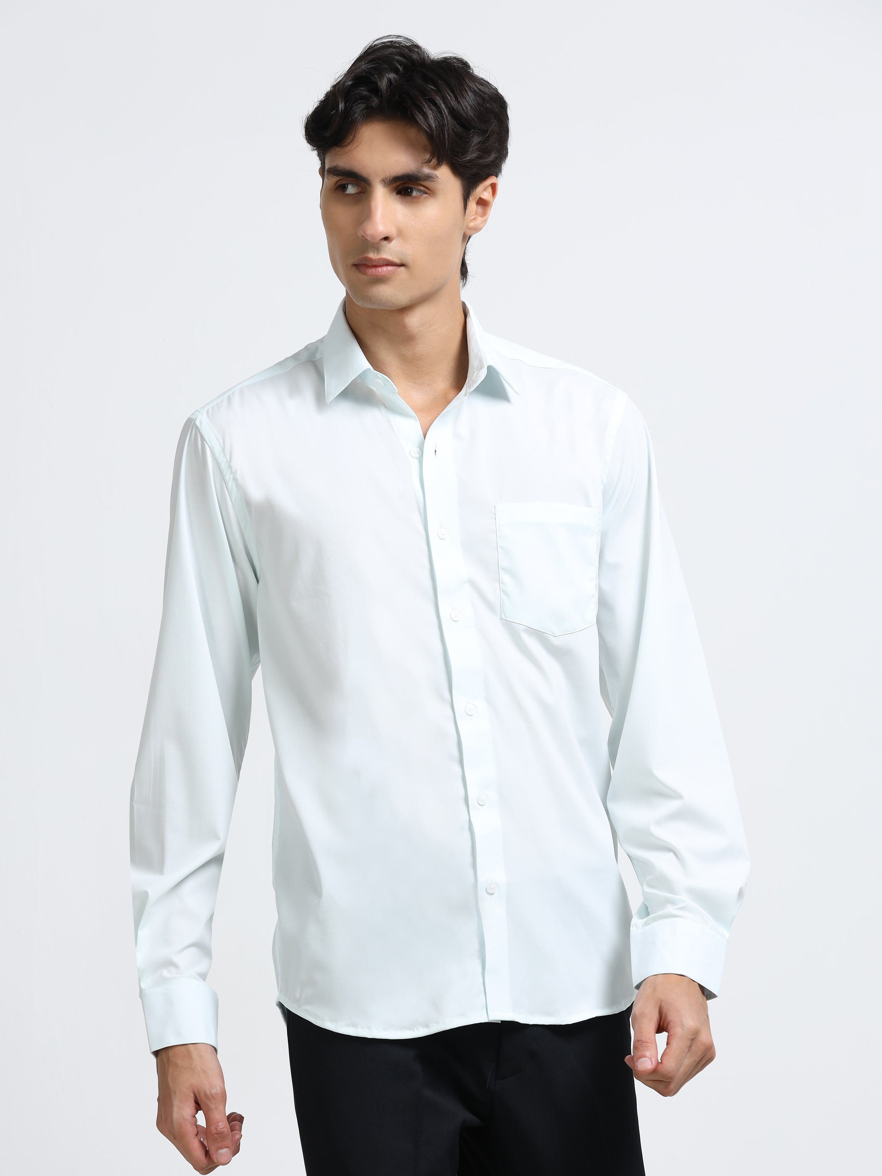Men - Mint Blue - Slim Fit - Formal Shirt