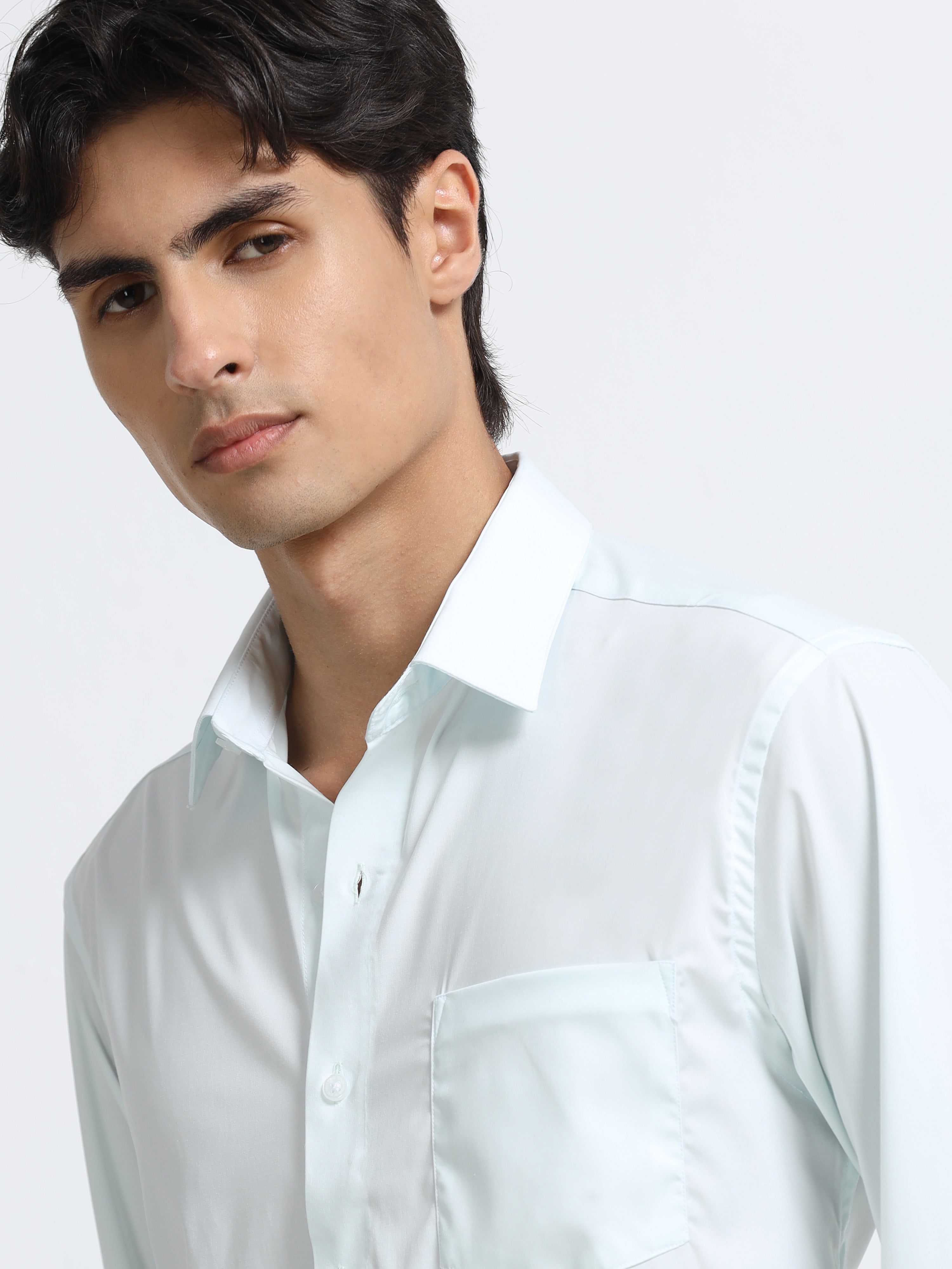 Men - Mint Blue - Slim Fit - Formal Shirt