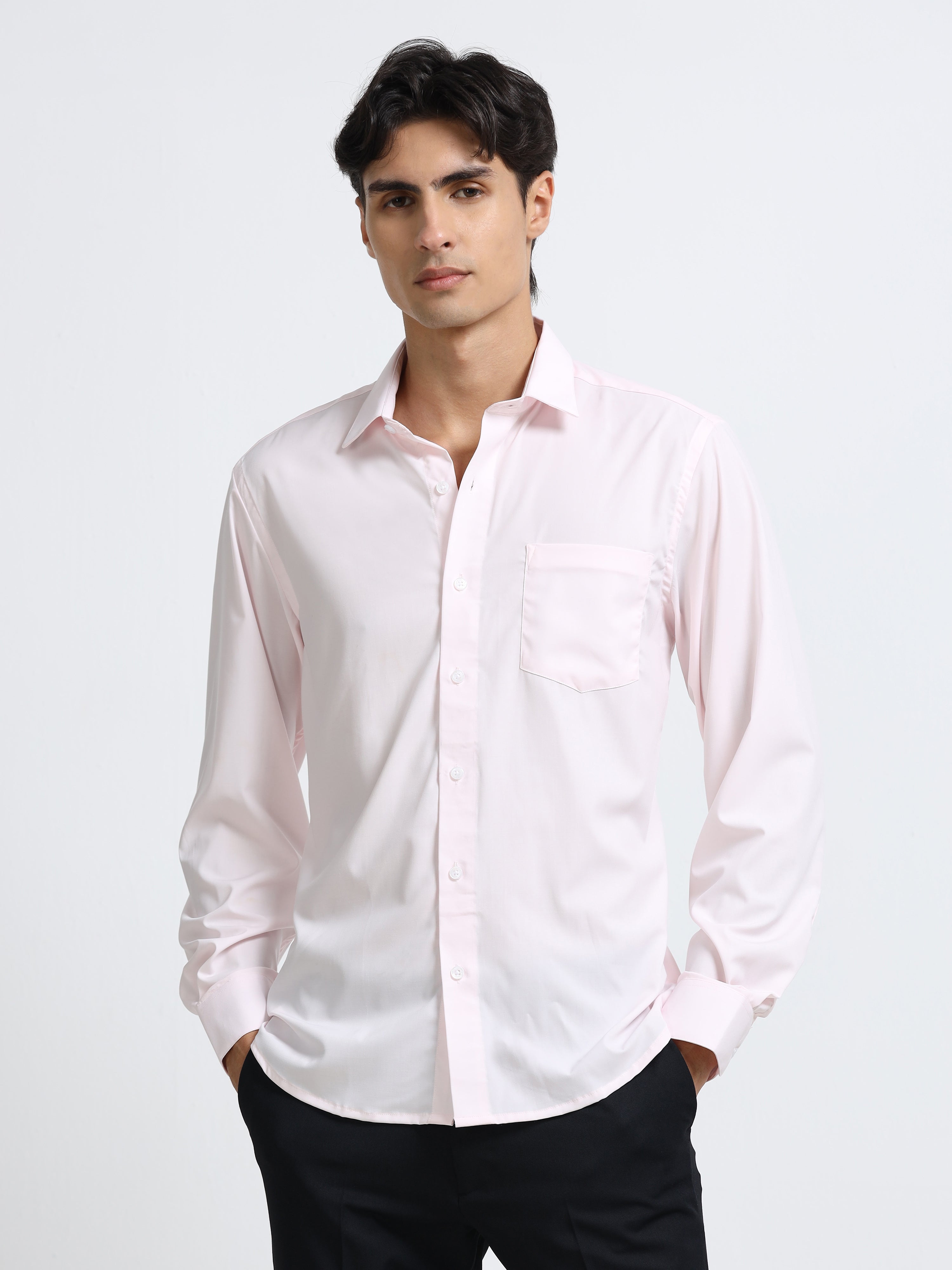 Men - Baby Pink - Slim Fit - Formal Shirt