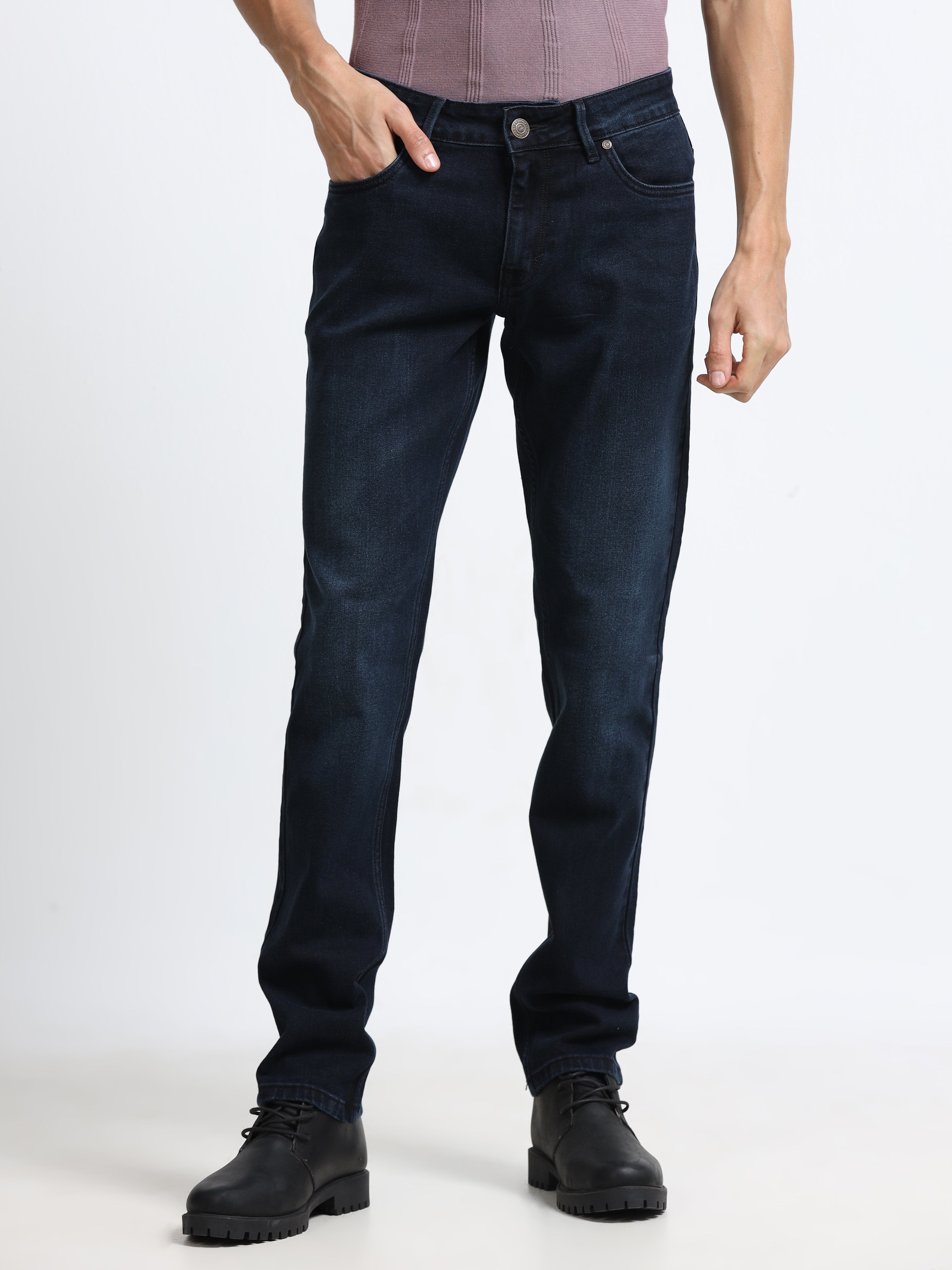 Men - Dark Blue - Slim Fit - Denim Pant