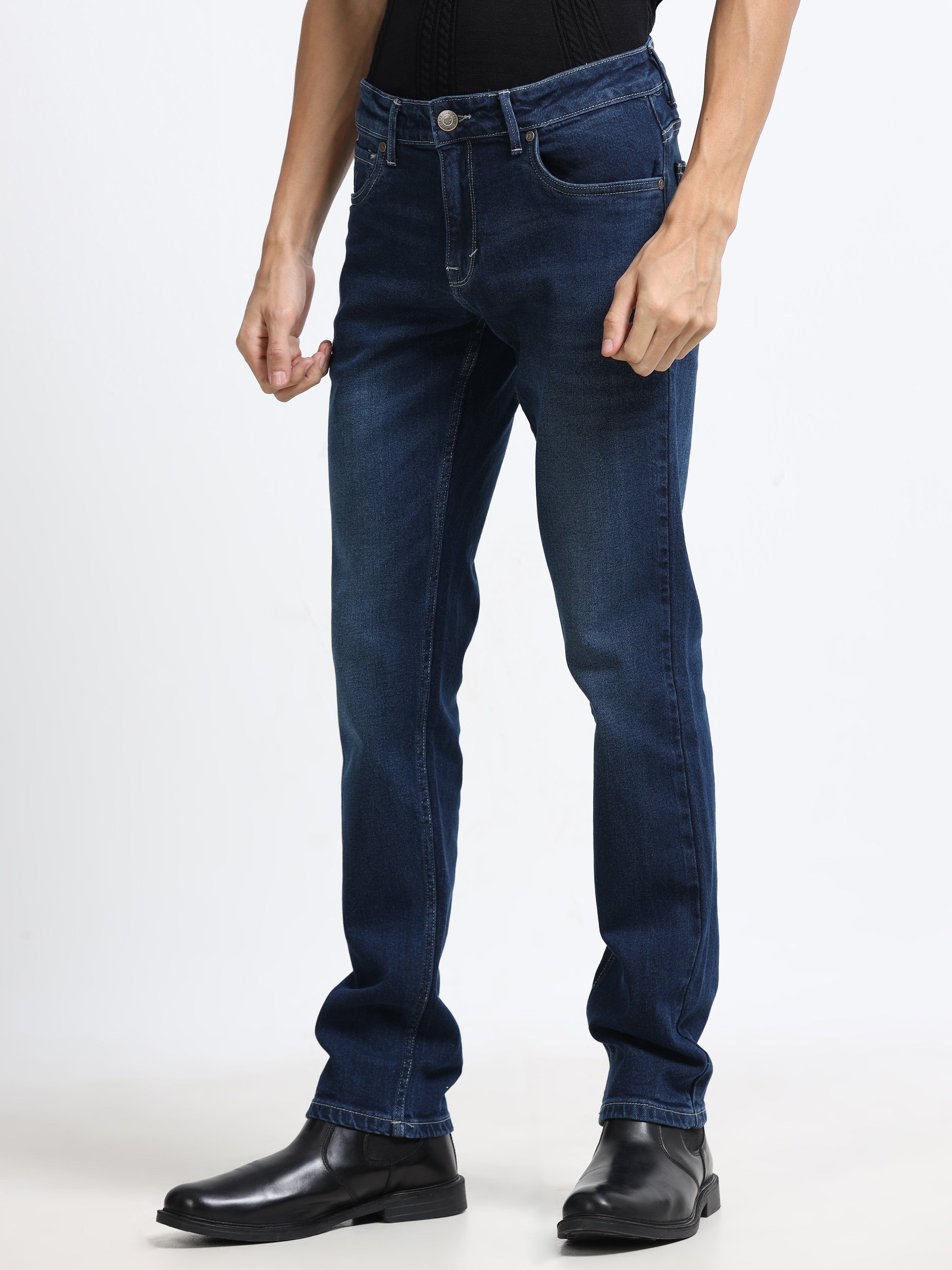 Men - Dark Blue Slim Fit - Denim Pant