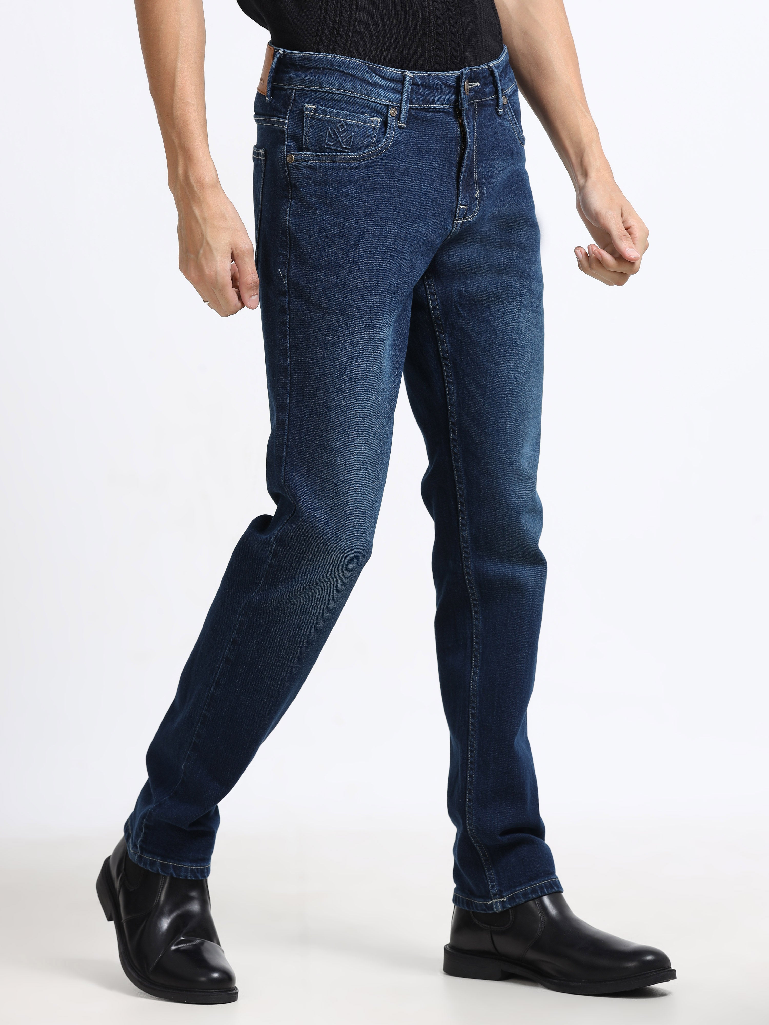 Men - Dark Blue Slim Fit - Denim Pant