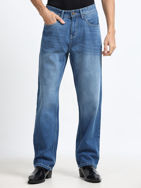 Men - Dark Blue - Baggie Fit - Denim Pant