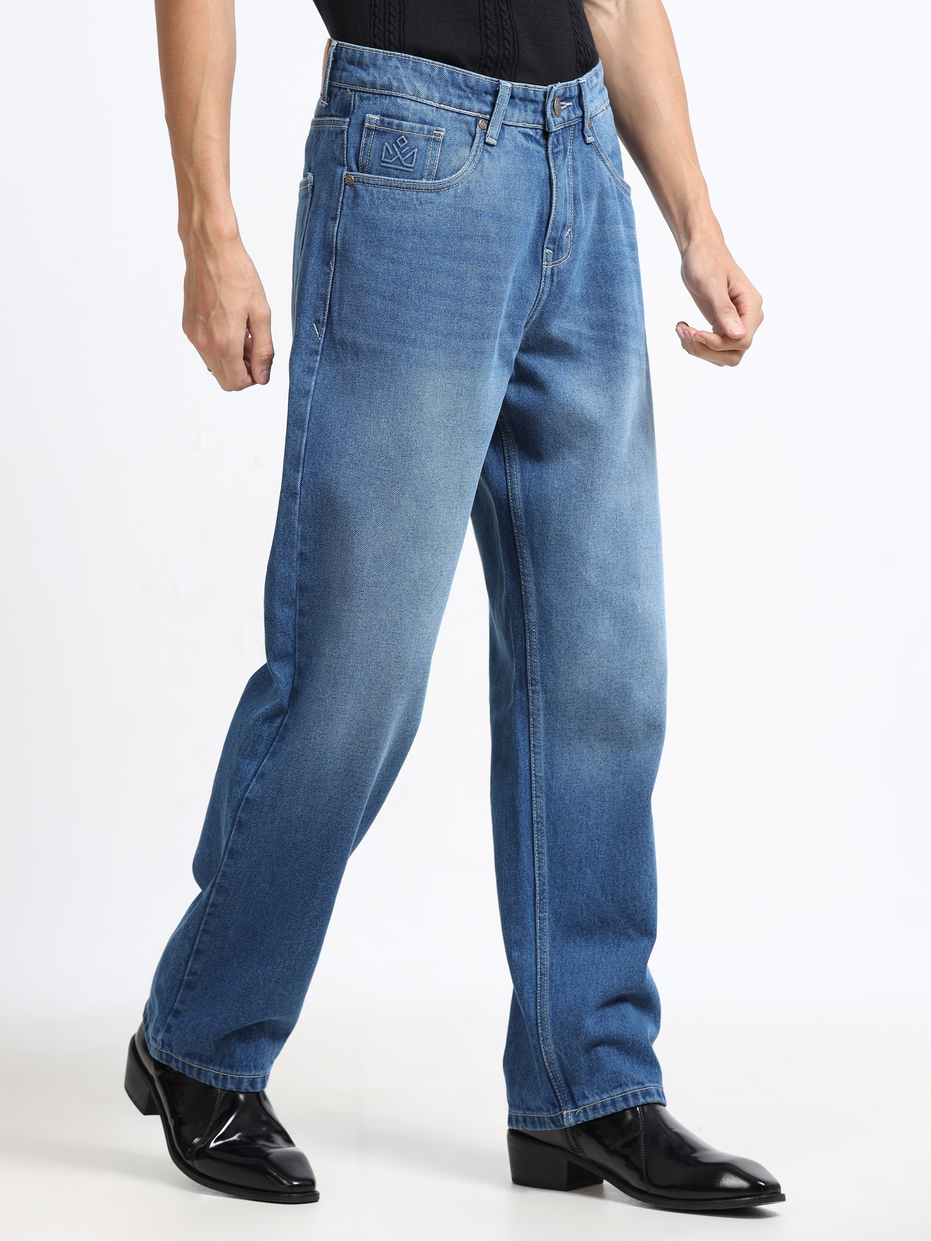 Men - Dark Blue - Baggie Fit - Denim Pant