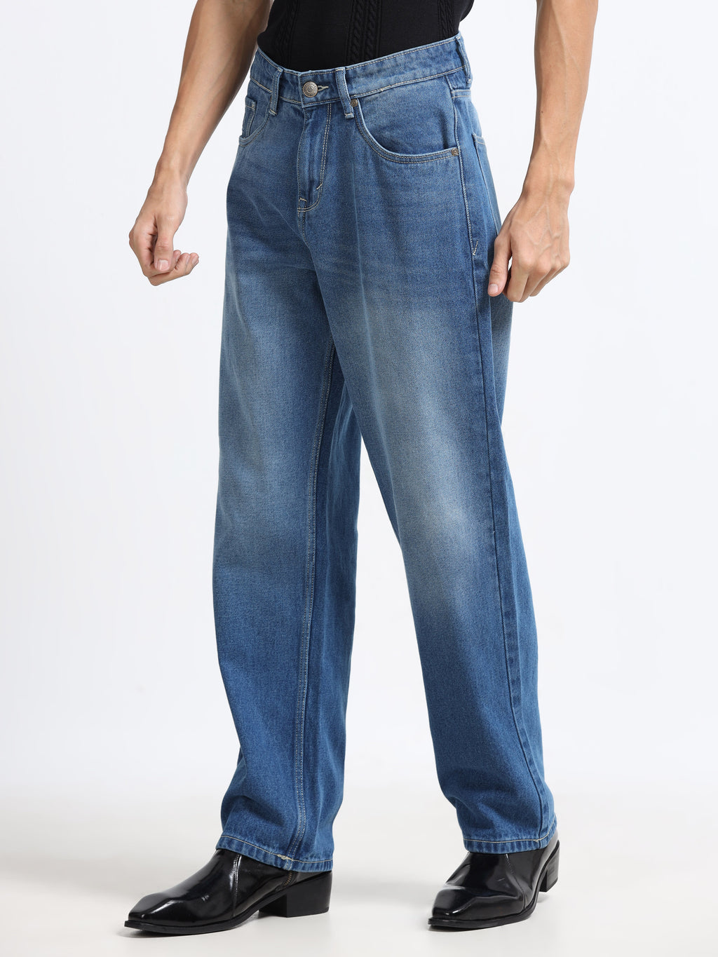 Men - Dark Blue - Baggie Fit - Denim Pant