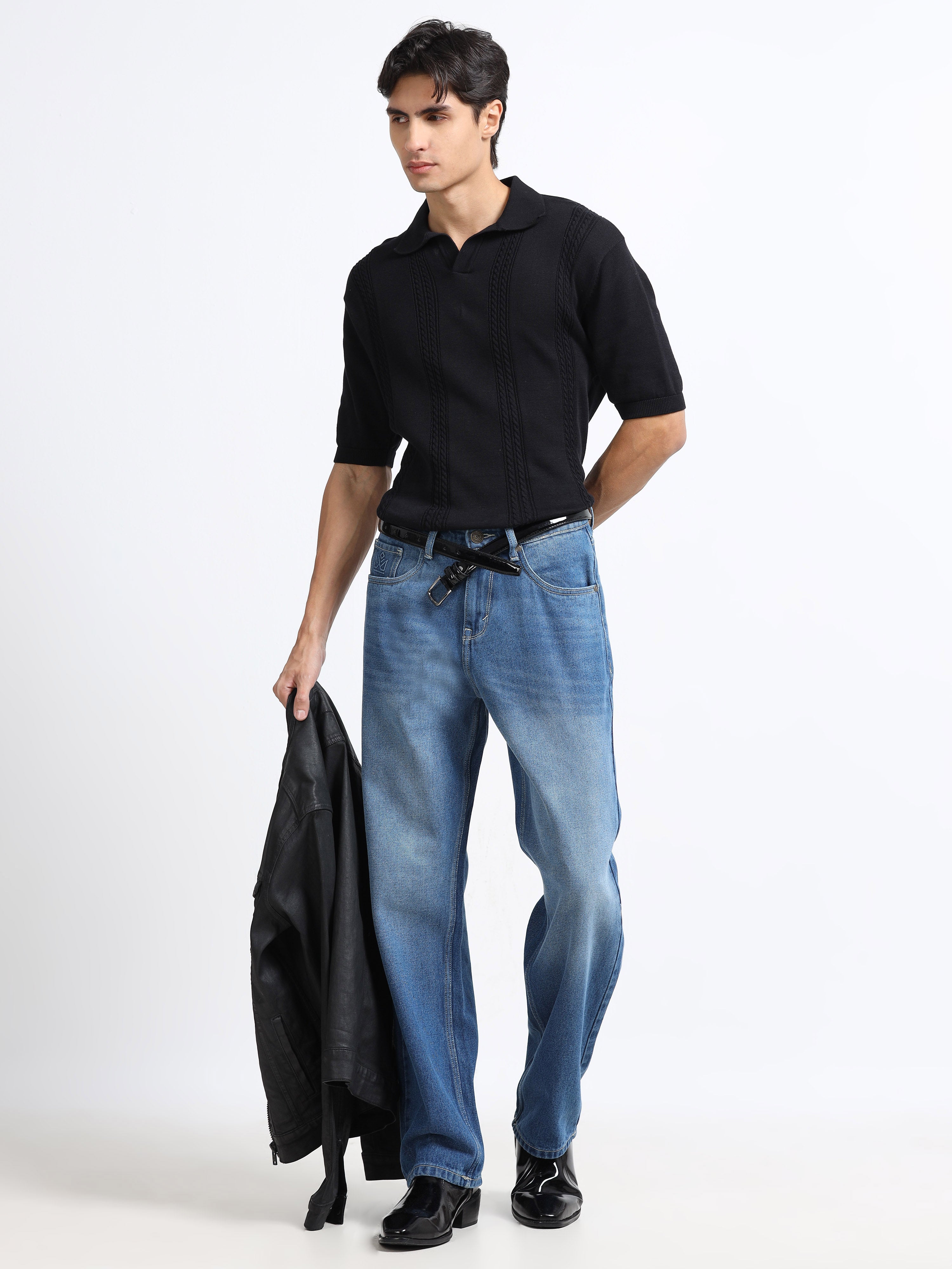 Men - Dark Blue - Baggie Fit - Denim Pant