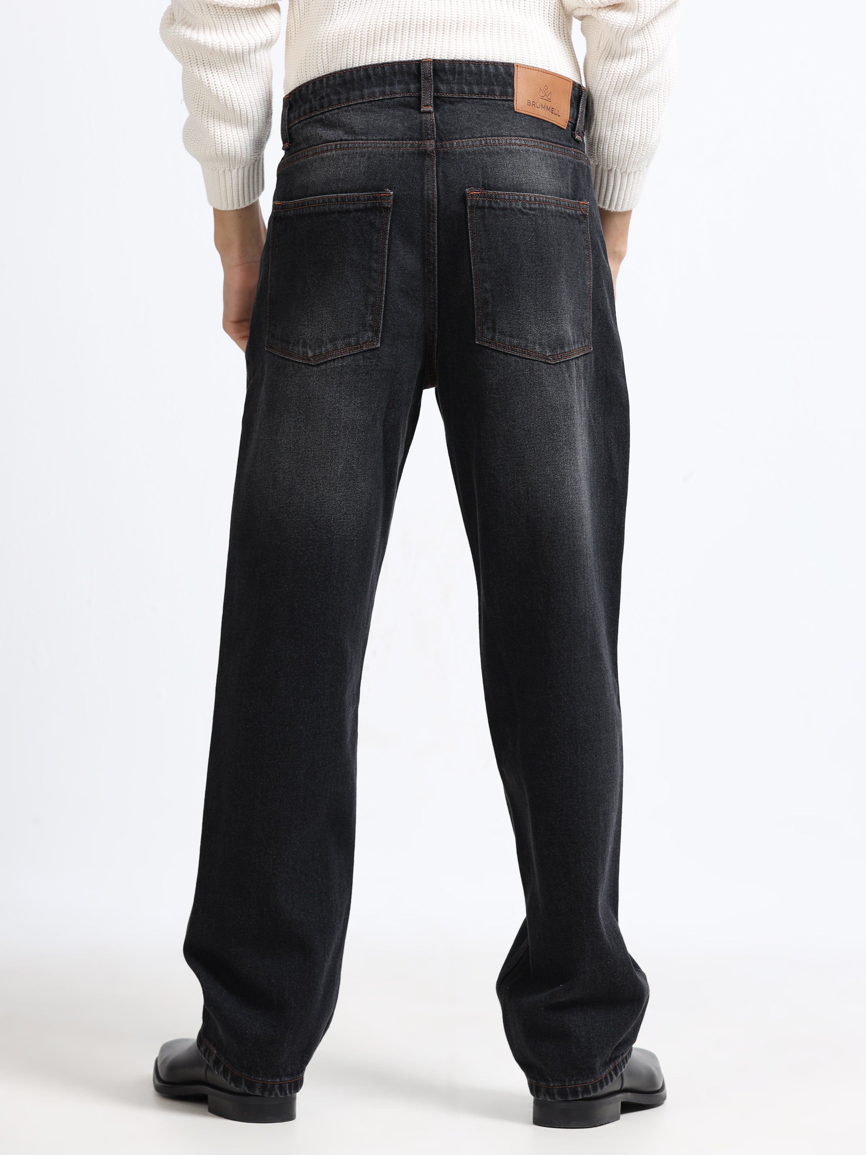 Men - Dark Black - Baggie Fit - Denim Pant