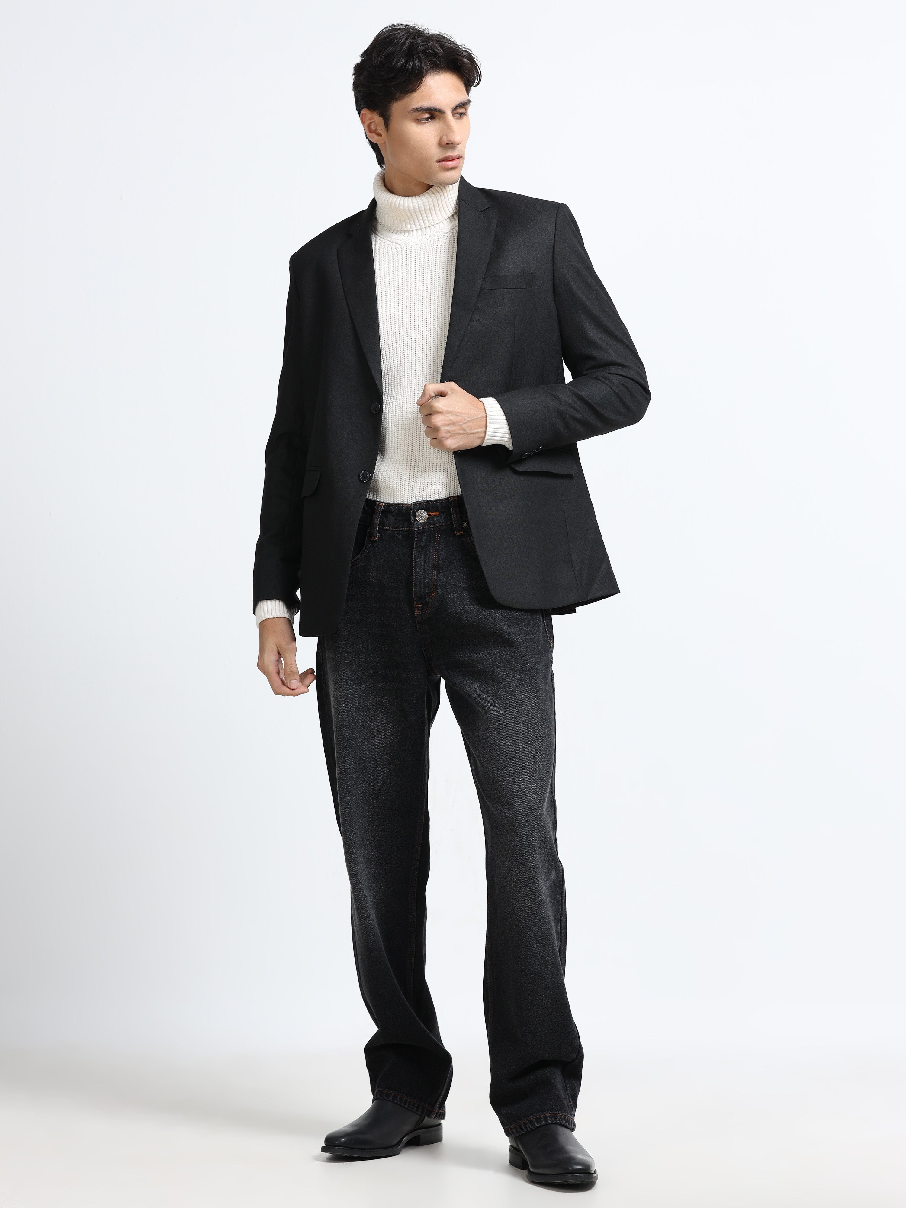 Men - Dark Black - Baggie Fit - Denim Pant