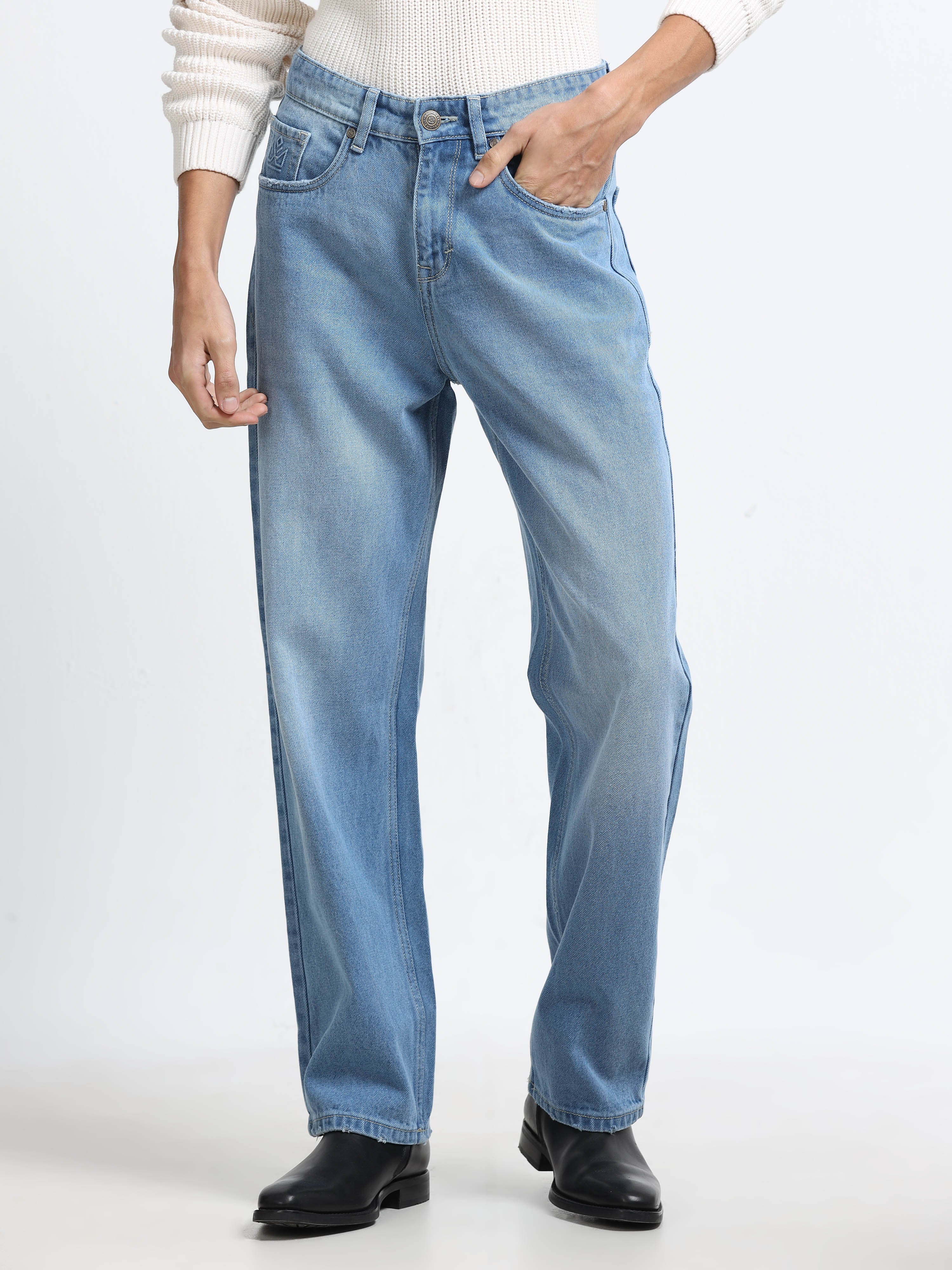 Men - Blue - Baggie Fit - Denim Pant
