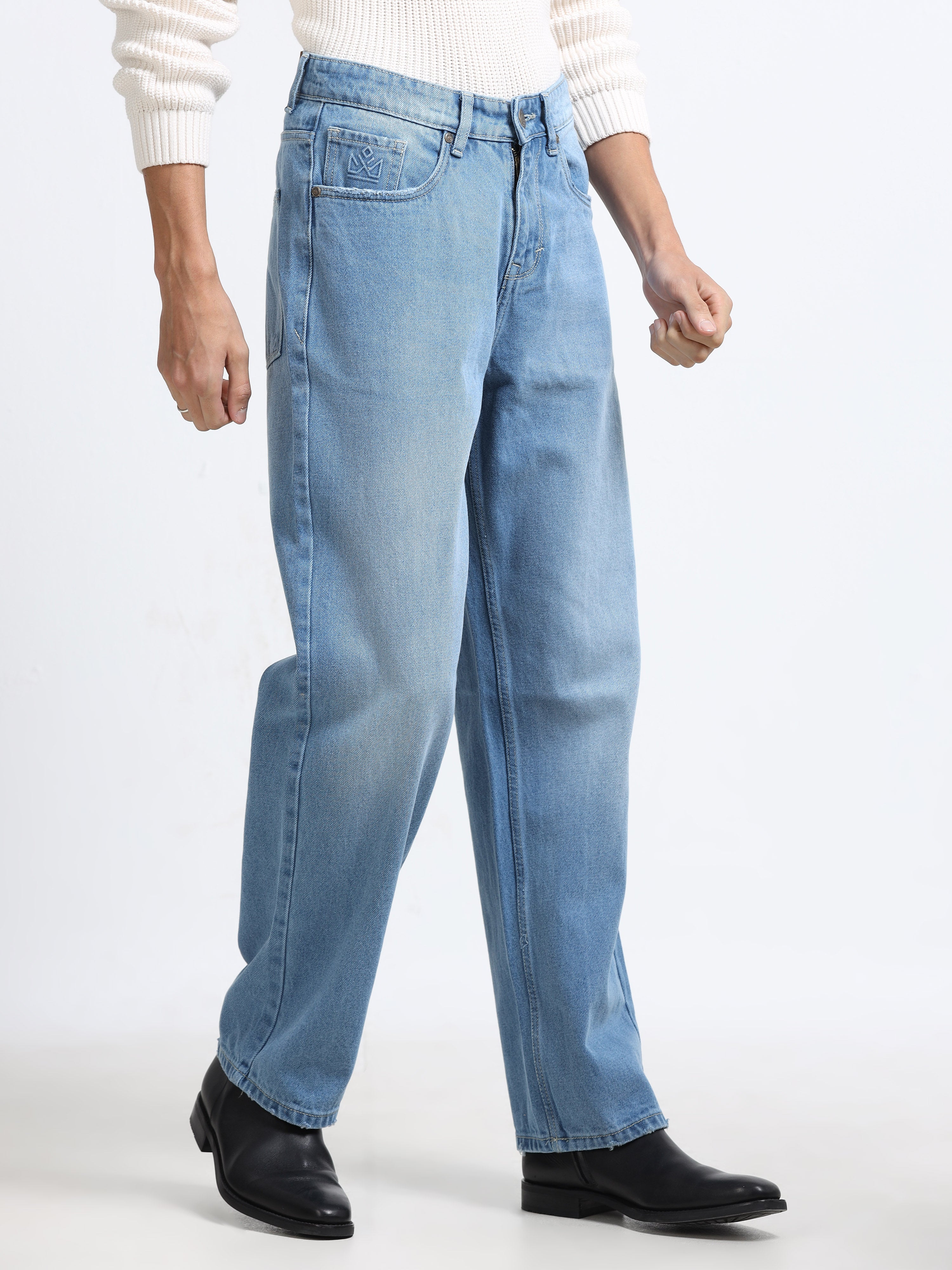 Men - Blue - Baggie Fit - Denim Pant