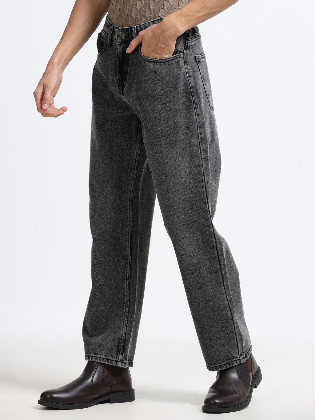 Men - Black Shade - Baggie Fit - Denim Pant