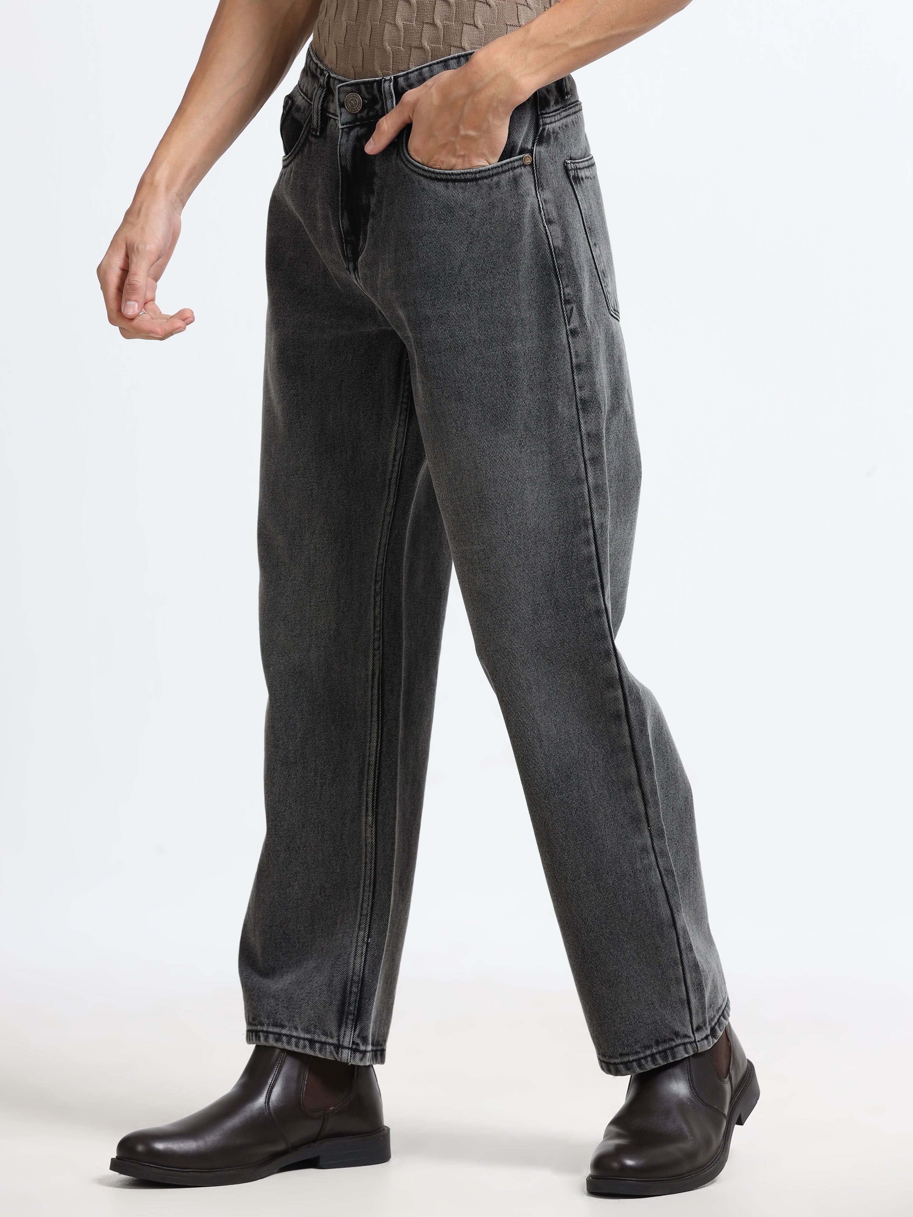 Men - Black Shade - Baggie Fit - Denim Pant