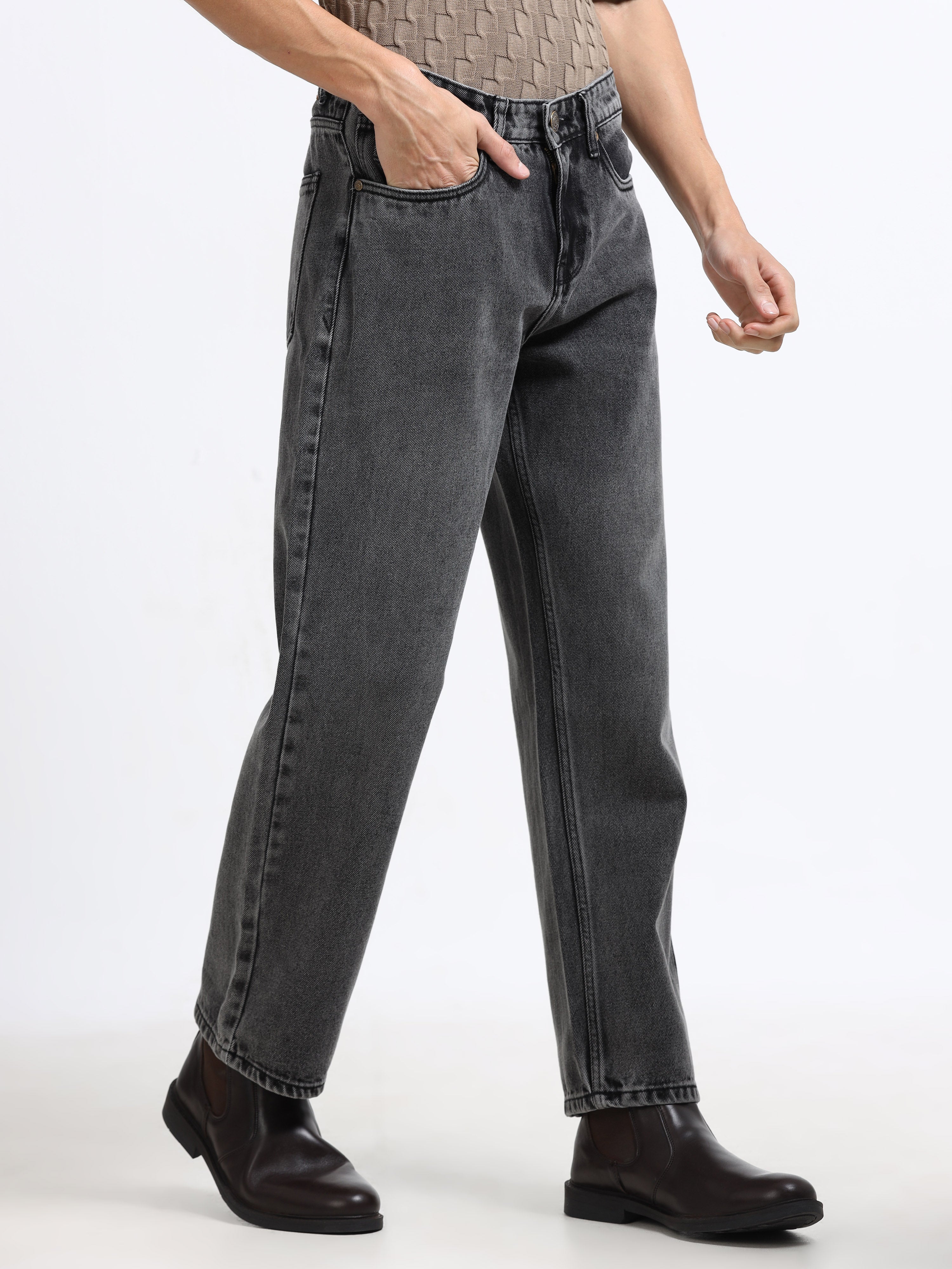Men - Black Shade - Baggie Fit - Denim Pant