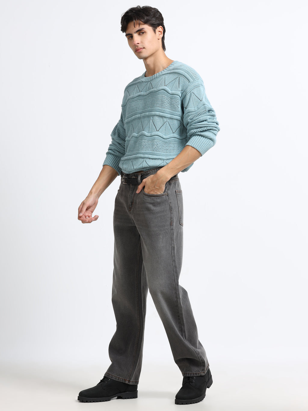 Men - Caebon Black - Baggie Fit - Denim Pant