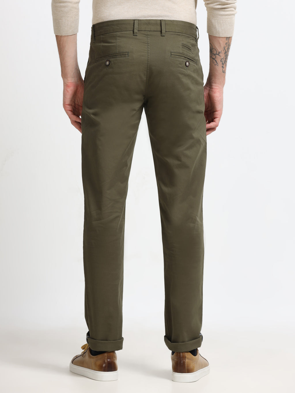 Men - Army Green - Slim Fit - Formal Trouser