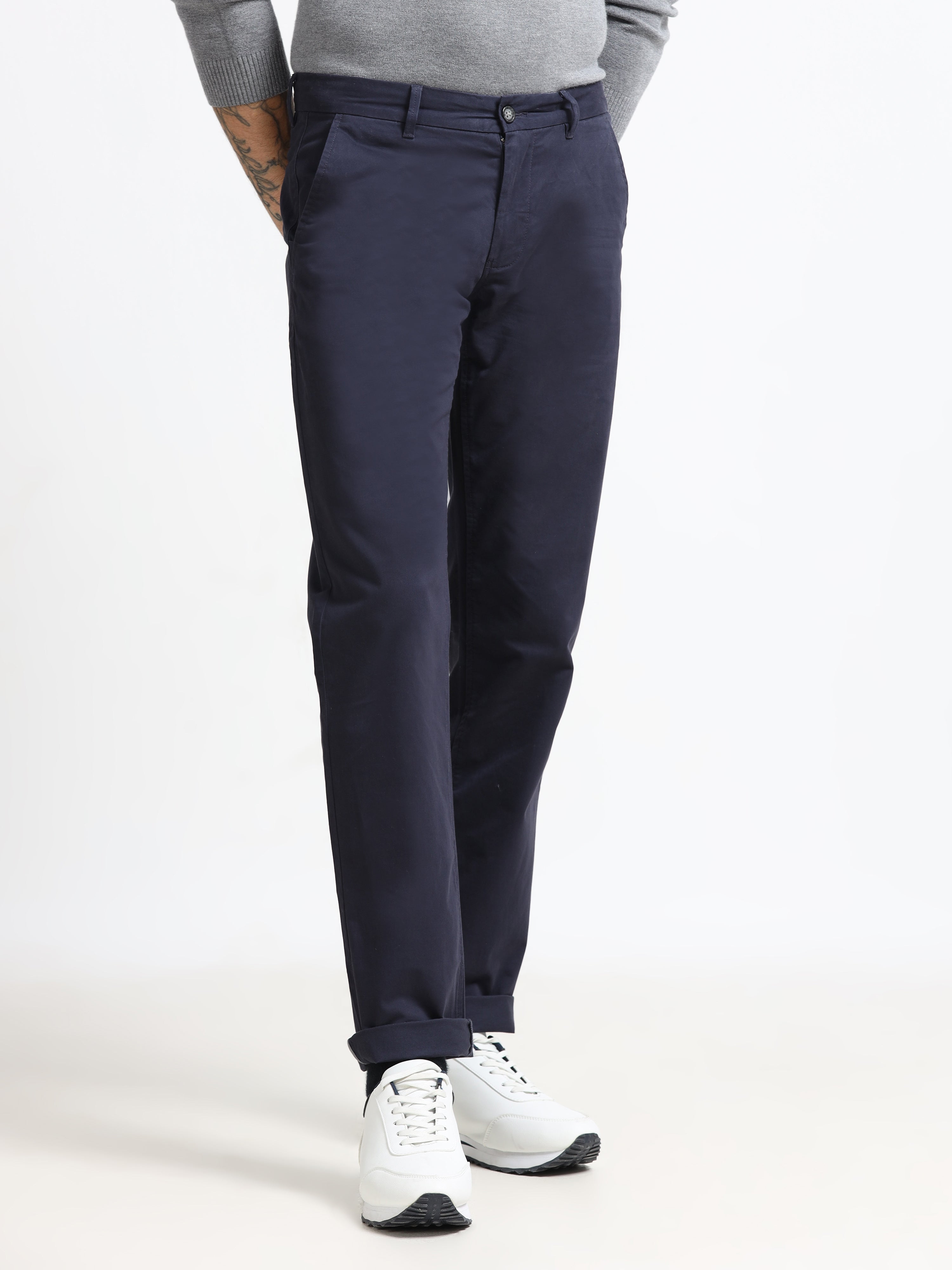 Men - Dark Blue - Slim Fit - Formal Trouser