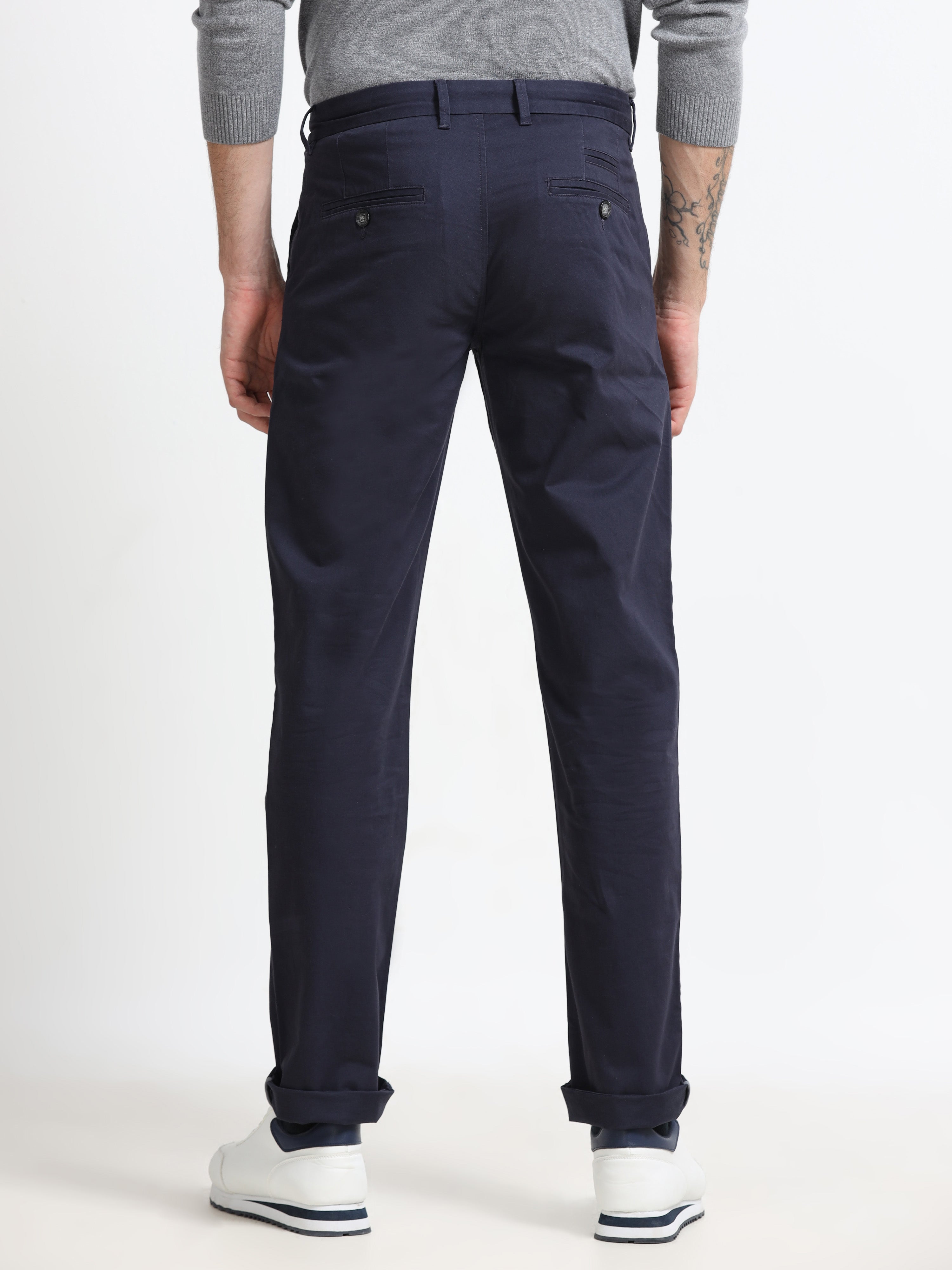 Men - Dark Blue - Slim Fit - Formal Trouser
