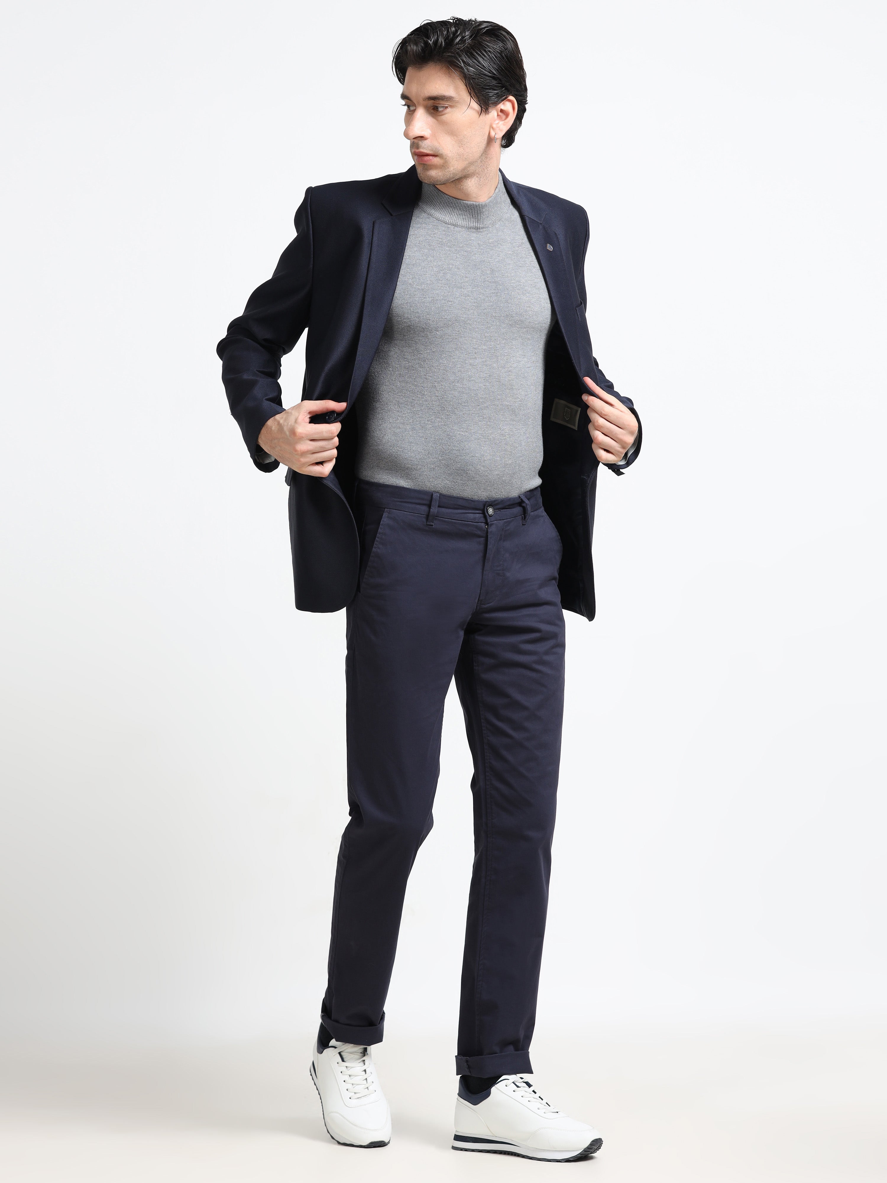 Men - Dark Blue - Slim Fit - Formal Trouser