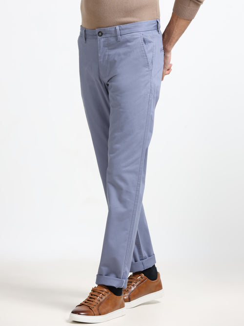 Men - Airforce Blue - Slim Fit - Formal Trouser