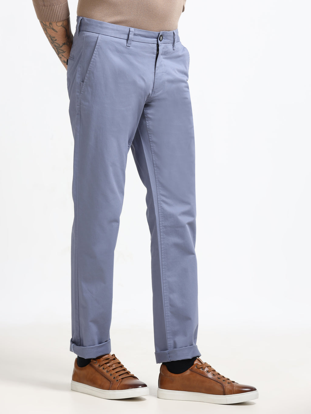 Men - Airforce Blue - Slim Fit - Formal Trouser