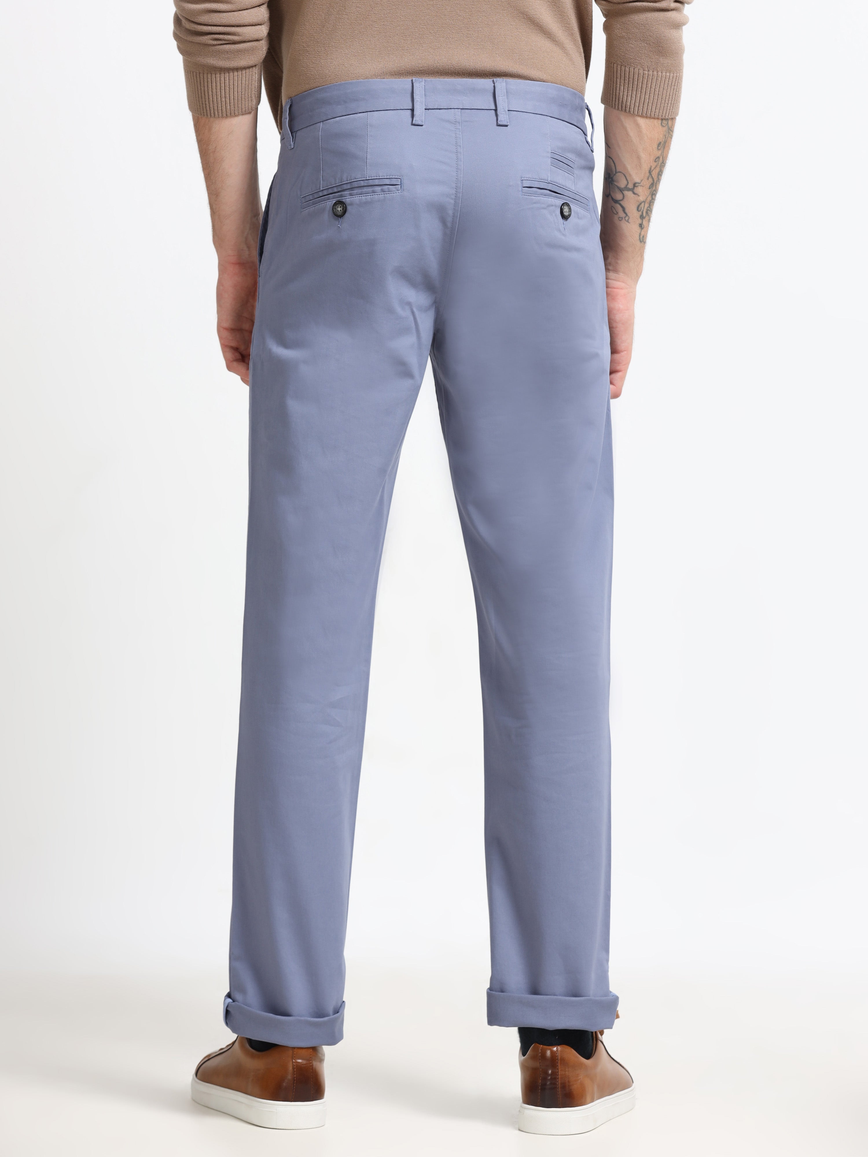 Men - Airforce Blue - Slim Fit - Formal Trouser